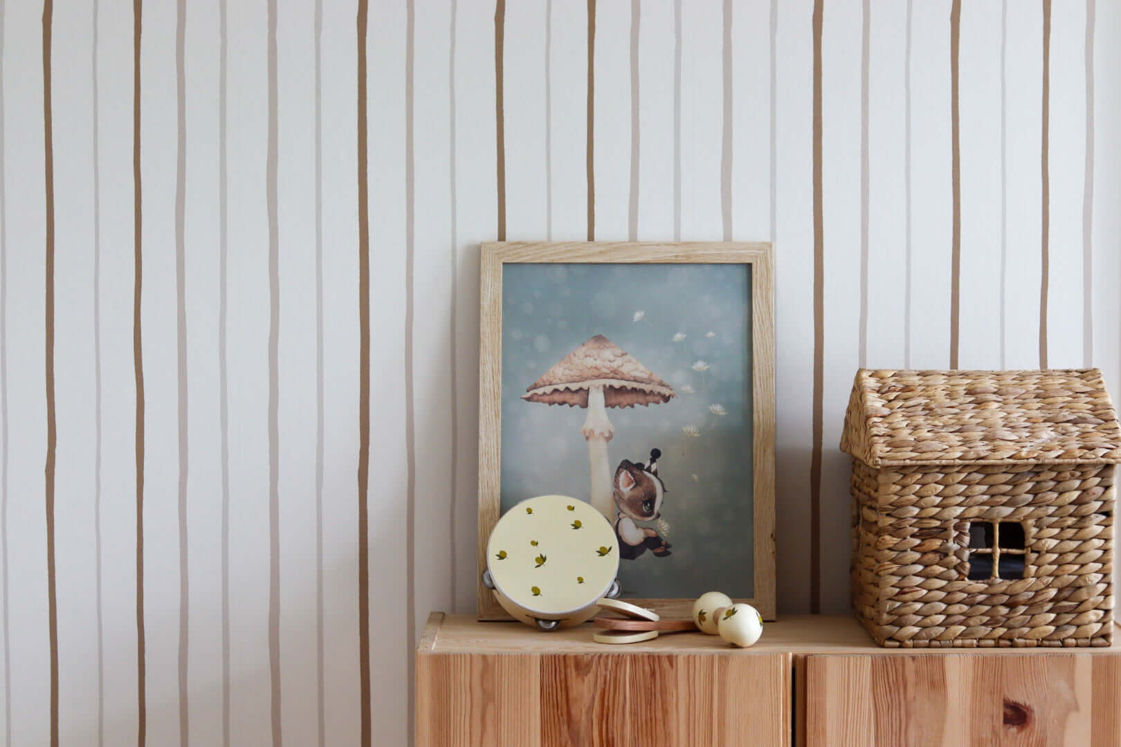 Neutral Stripes on Cream - Minimalist Wallpaper