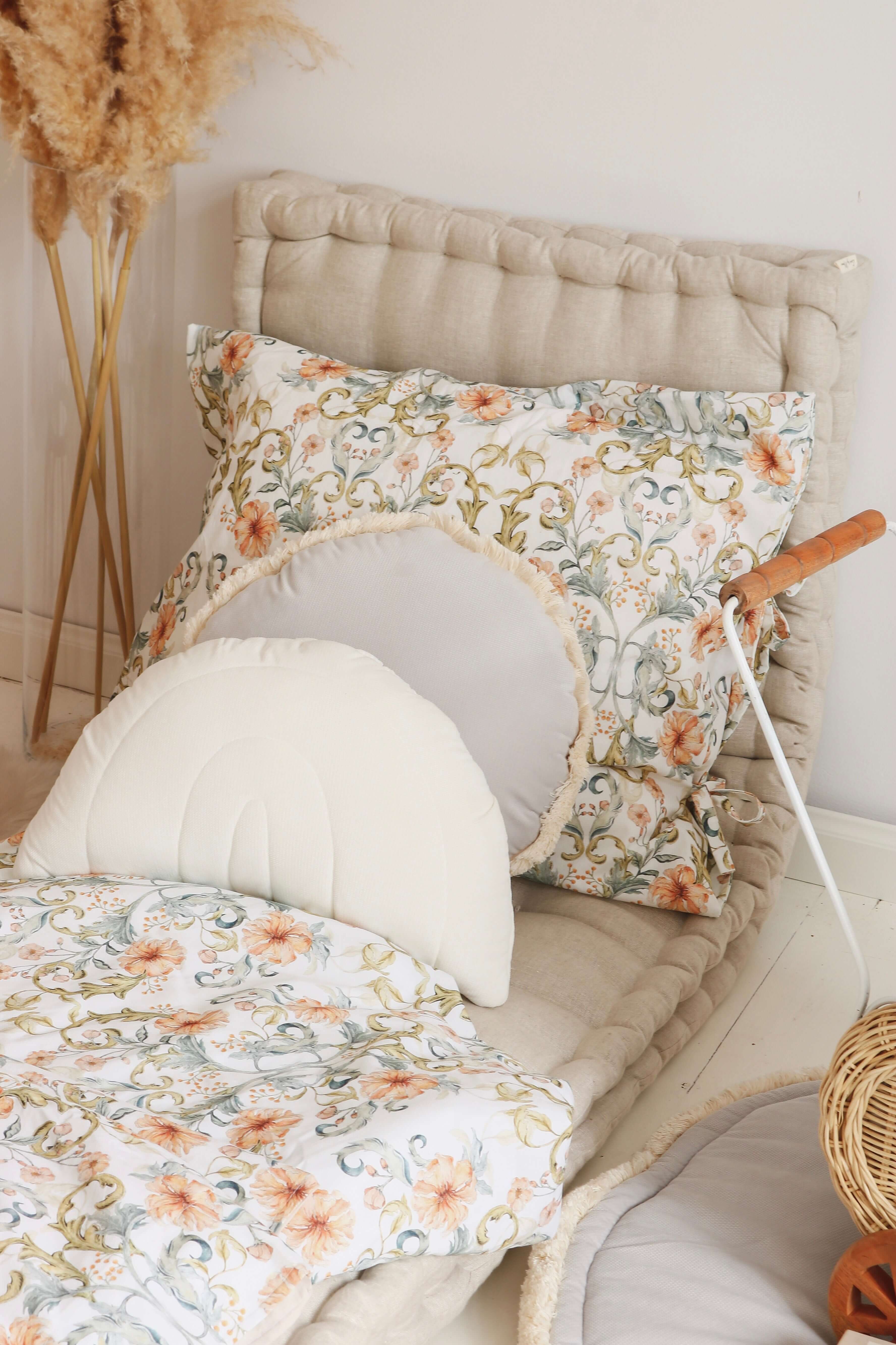 Grey pillow - round velvet pillow