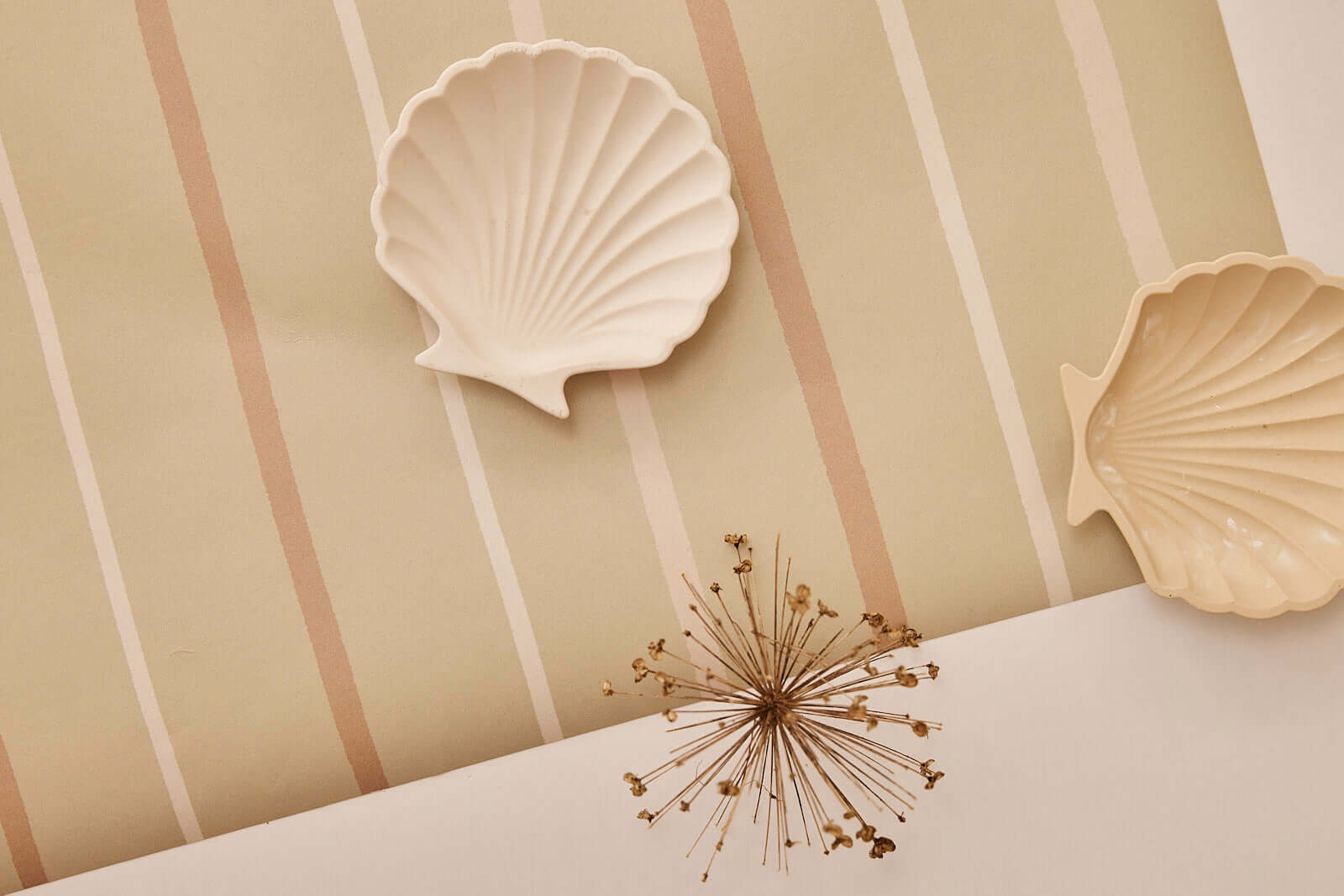 Neutral Stripes on Green - Minimalist Wallpaper