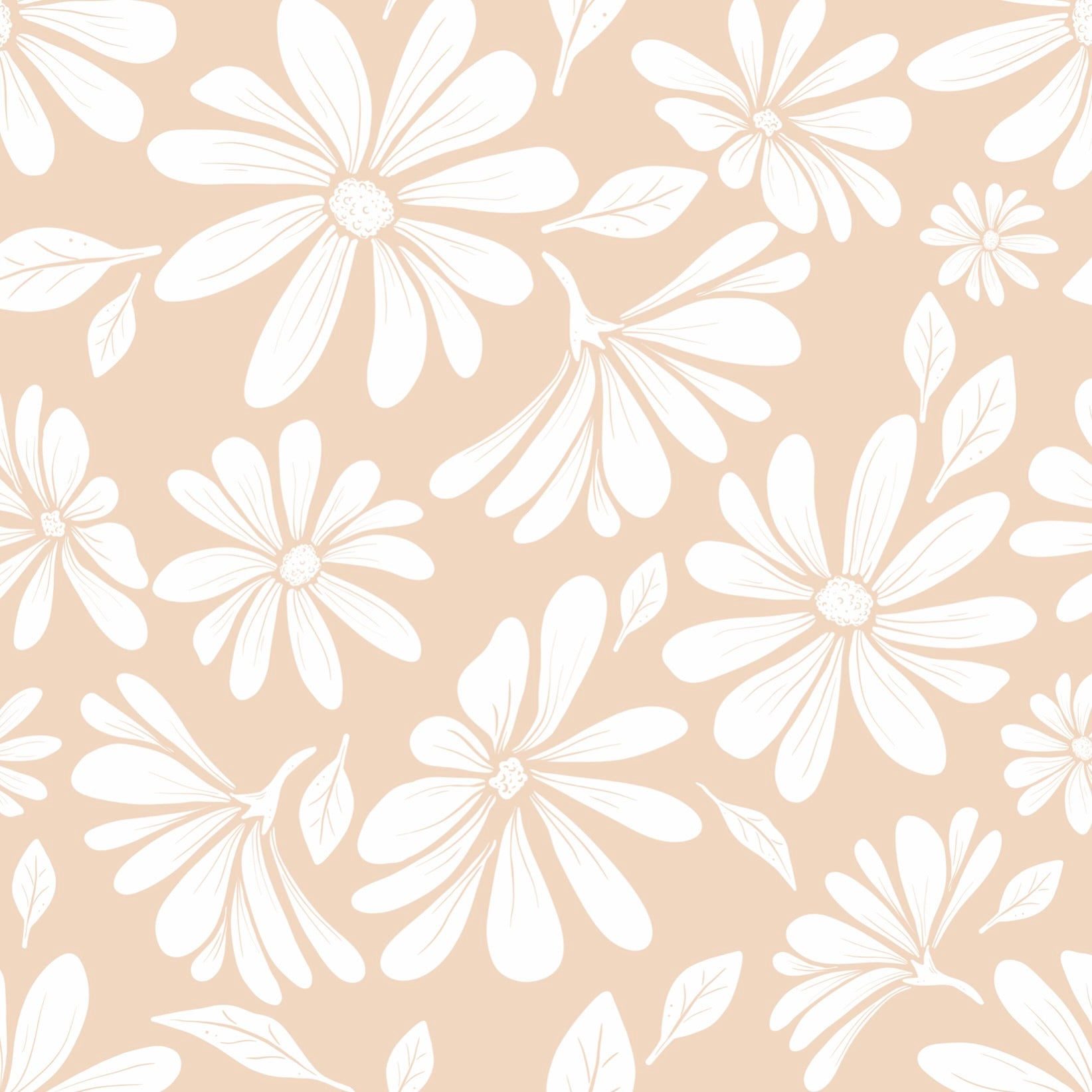 Daisy Bloom – Warm Beige Floral Wallpaper