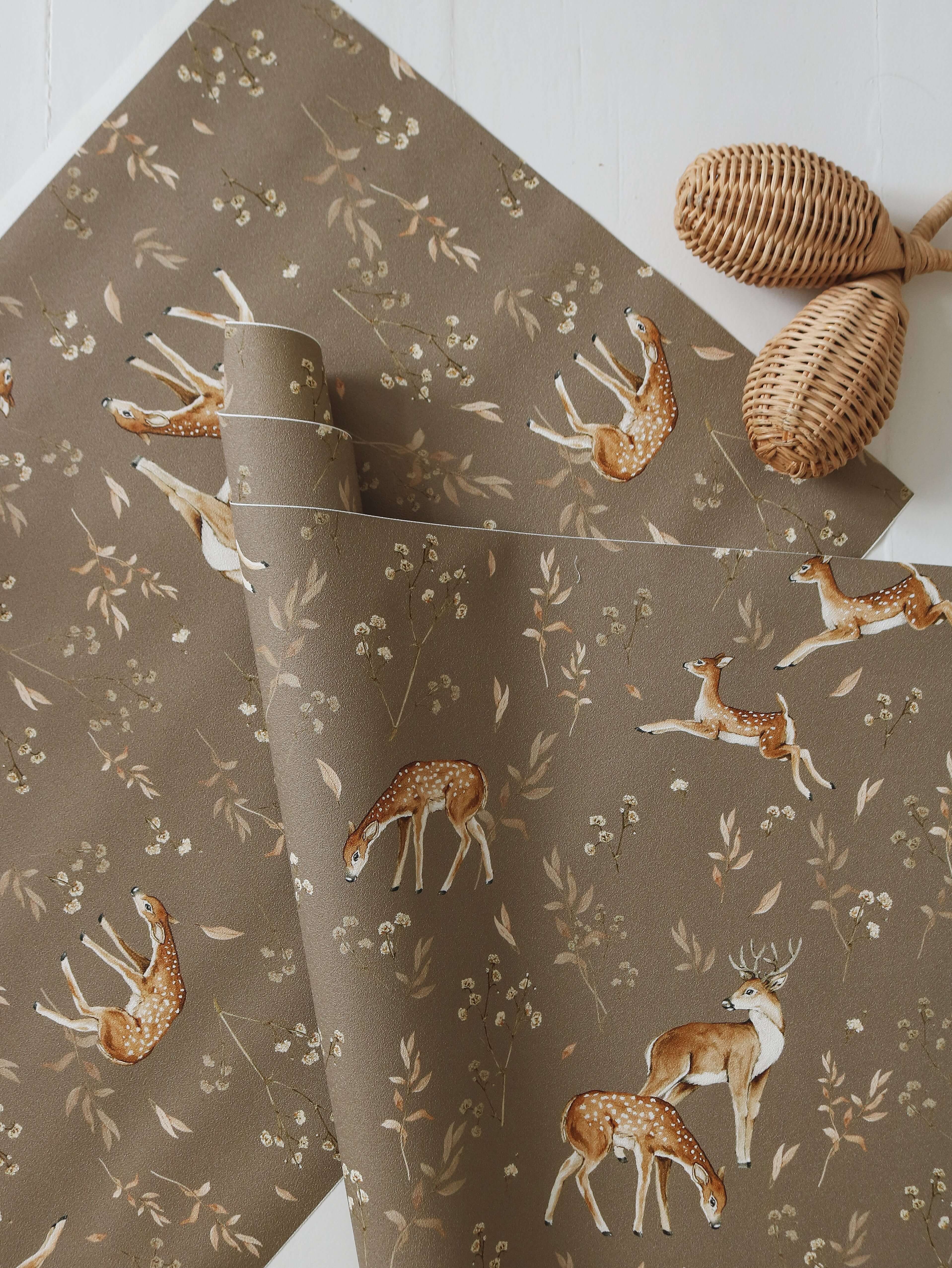 Deer Glade – Dark Beige Wallpaper