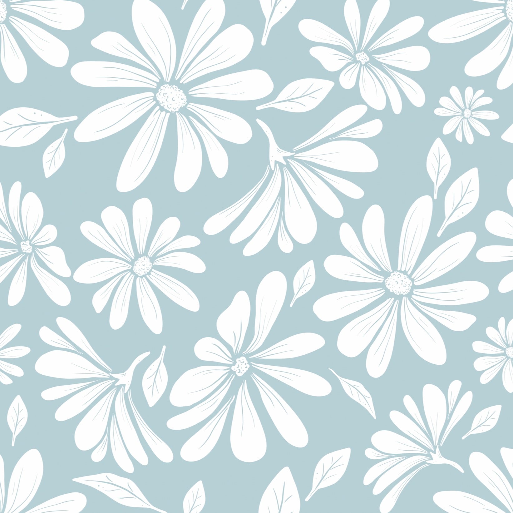 Daisy Bloom β Fog Blue Floral Wallpaper