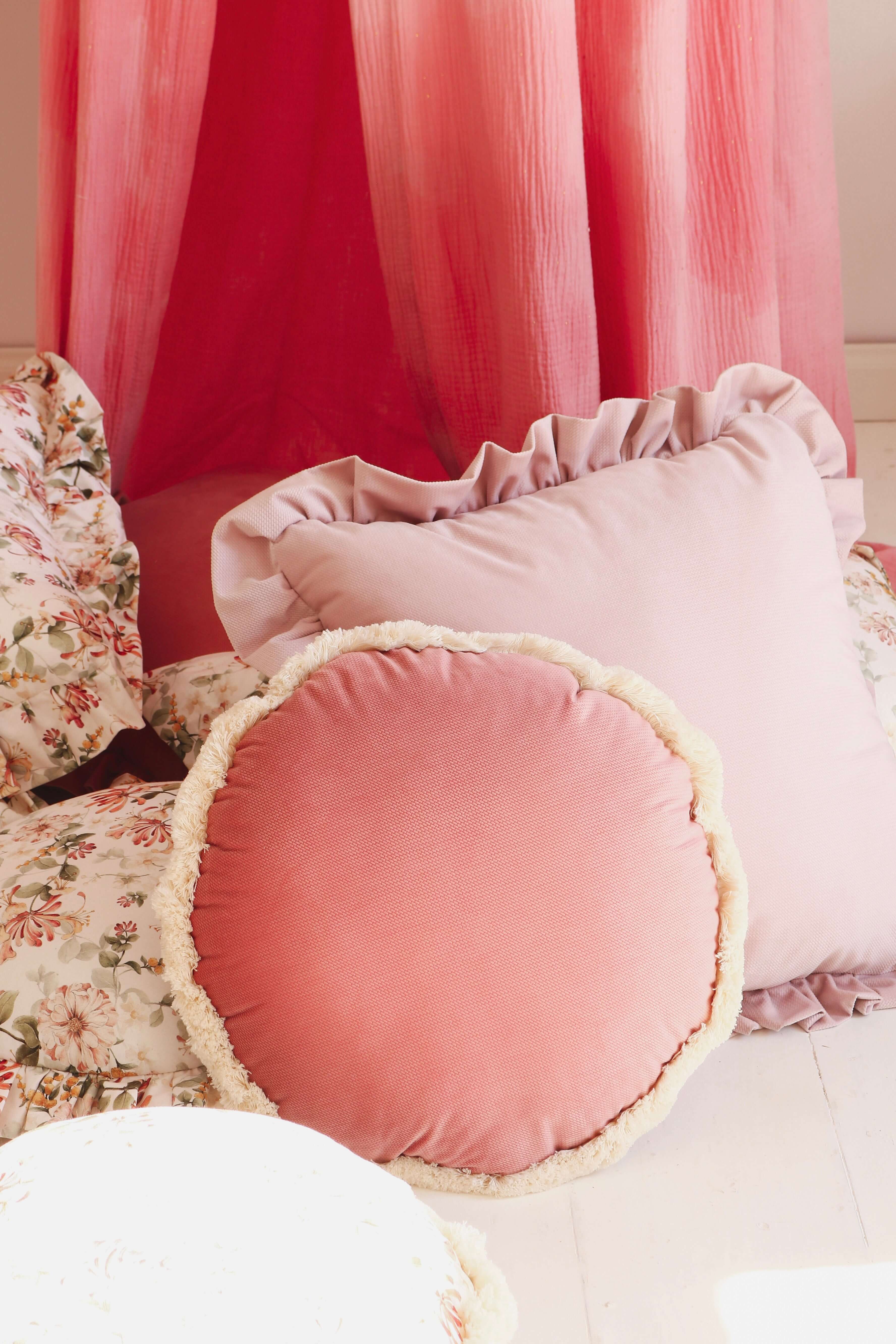 Dusty pink &marsala - round velvet pillow