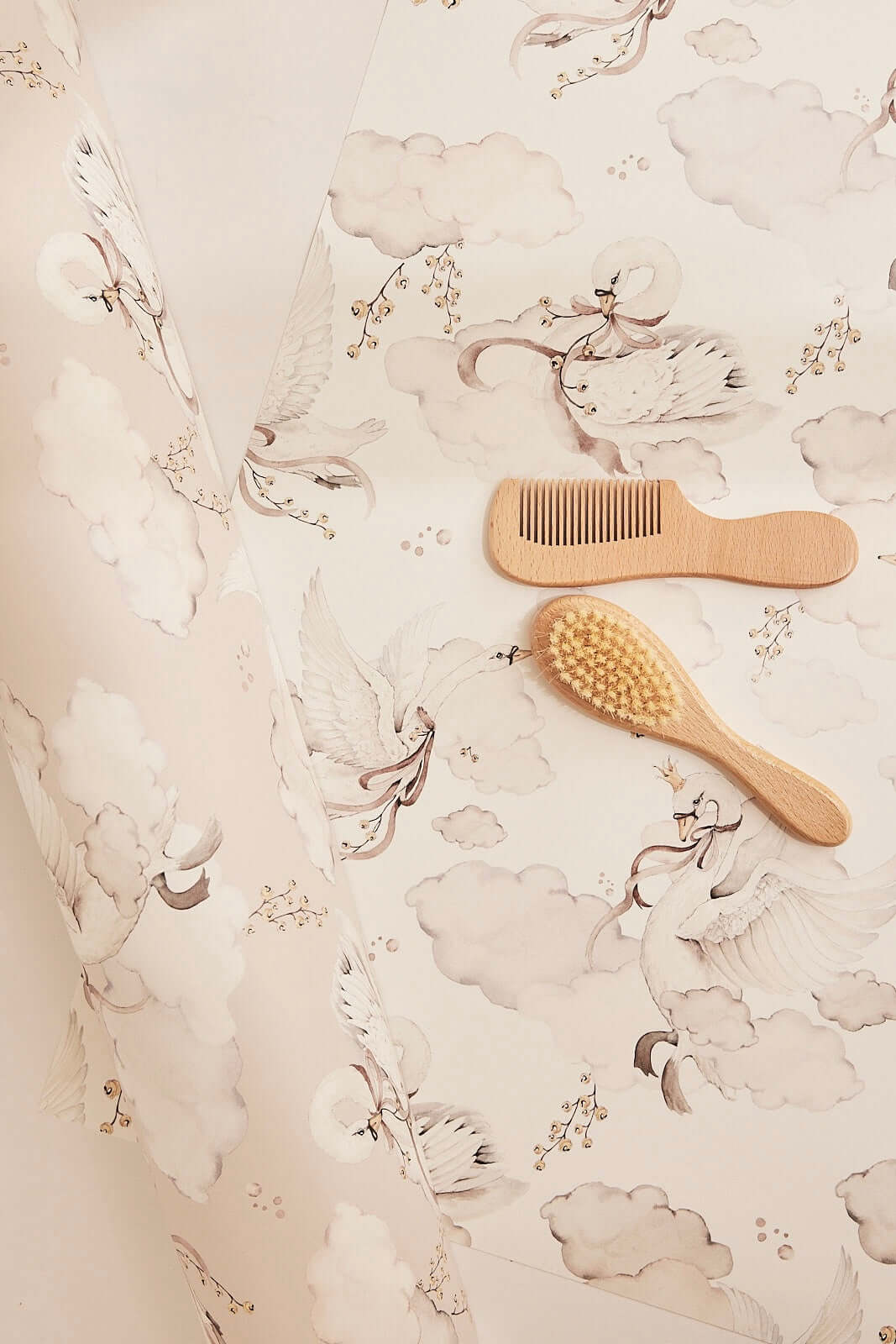 Magic swans - white wallpaper