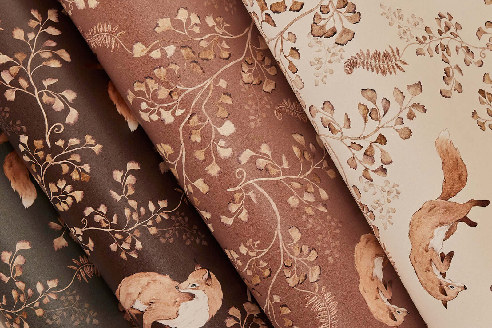 Playful Foxes on Light Brown - wallpaper