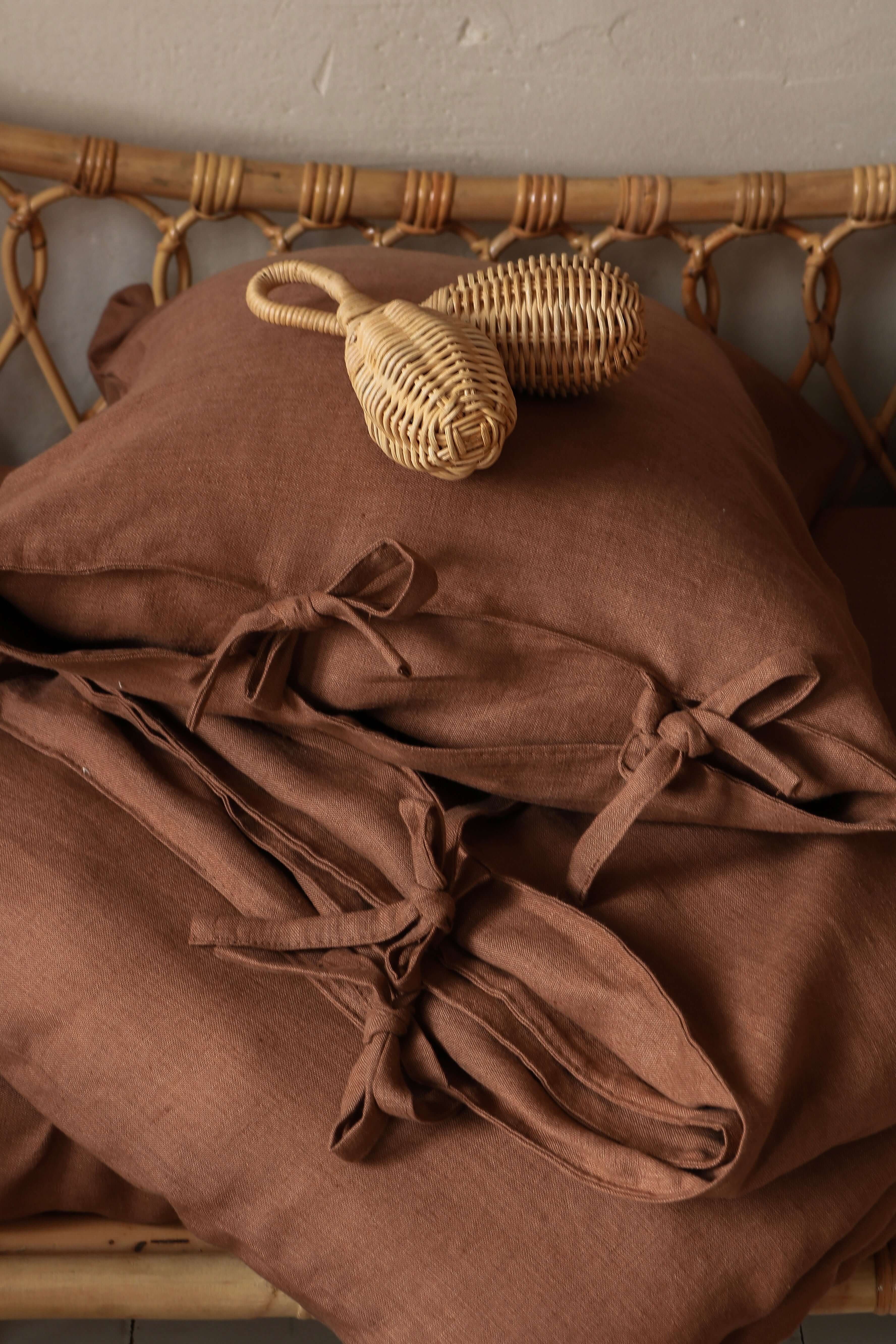 Brown Linen Bedding Set