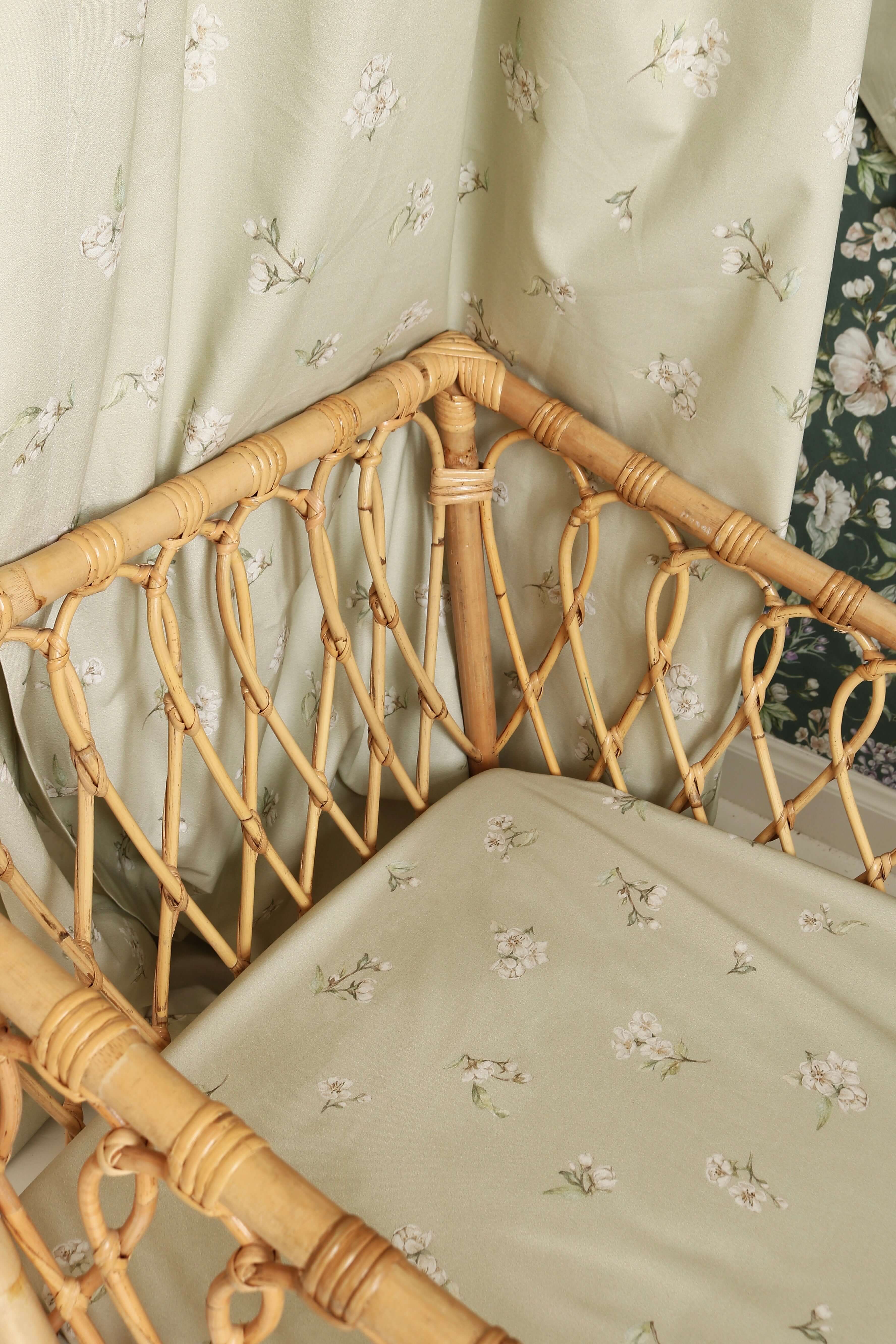 Apple Blossoms on Green - Fitted Sheet