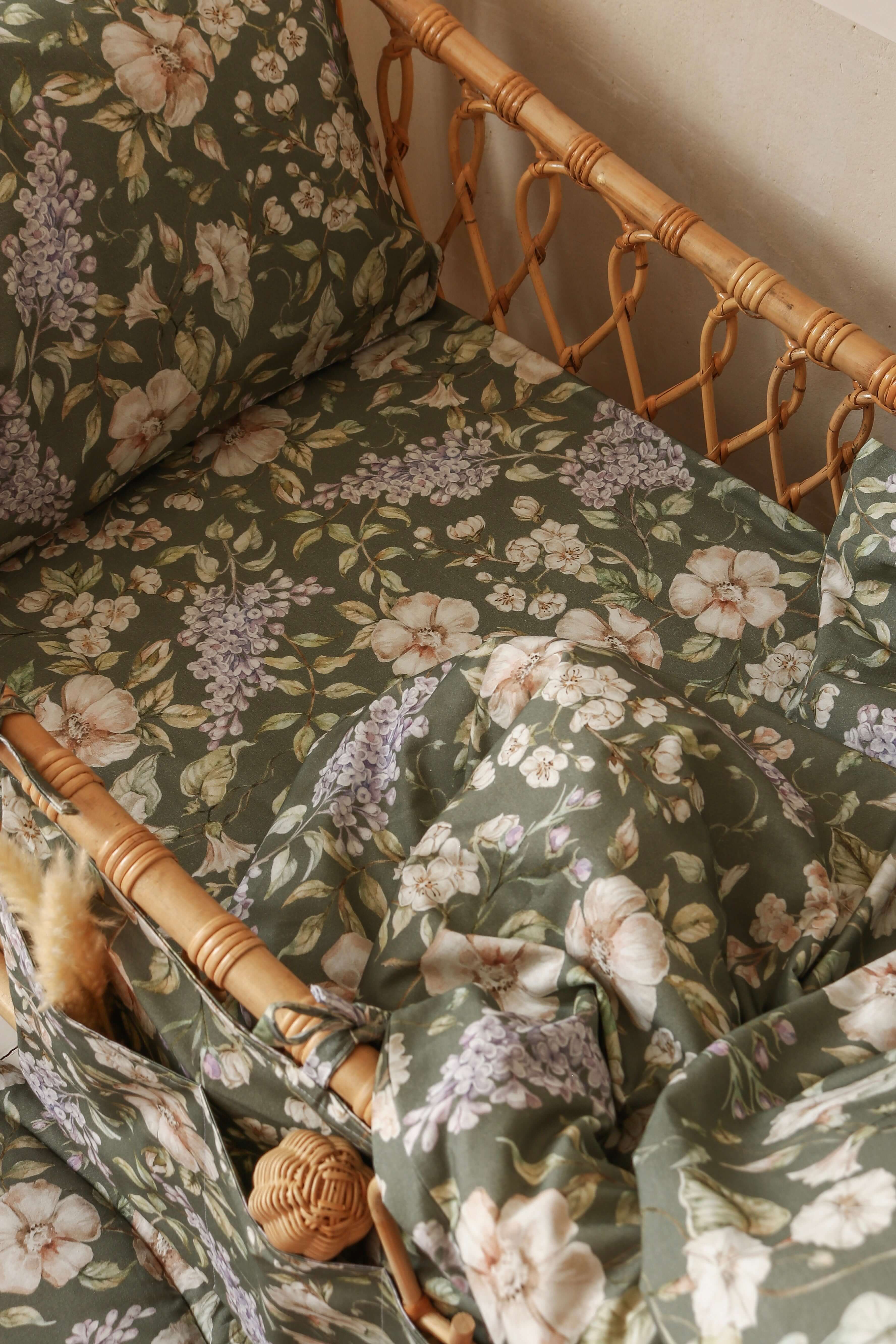 May Garden on Green - Fitted Sheet