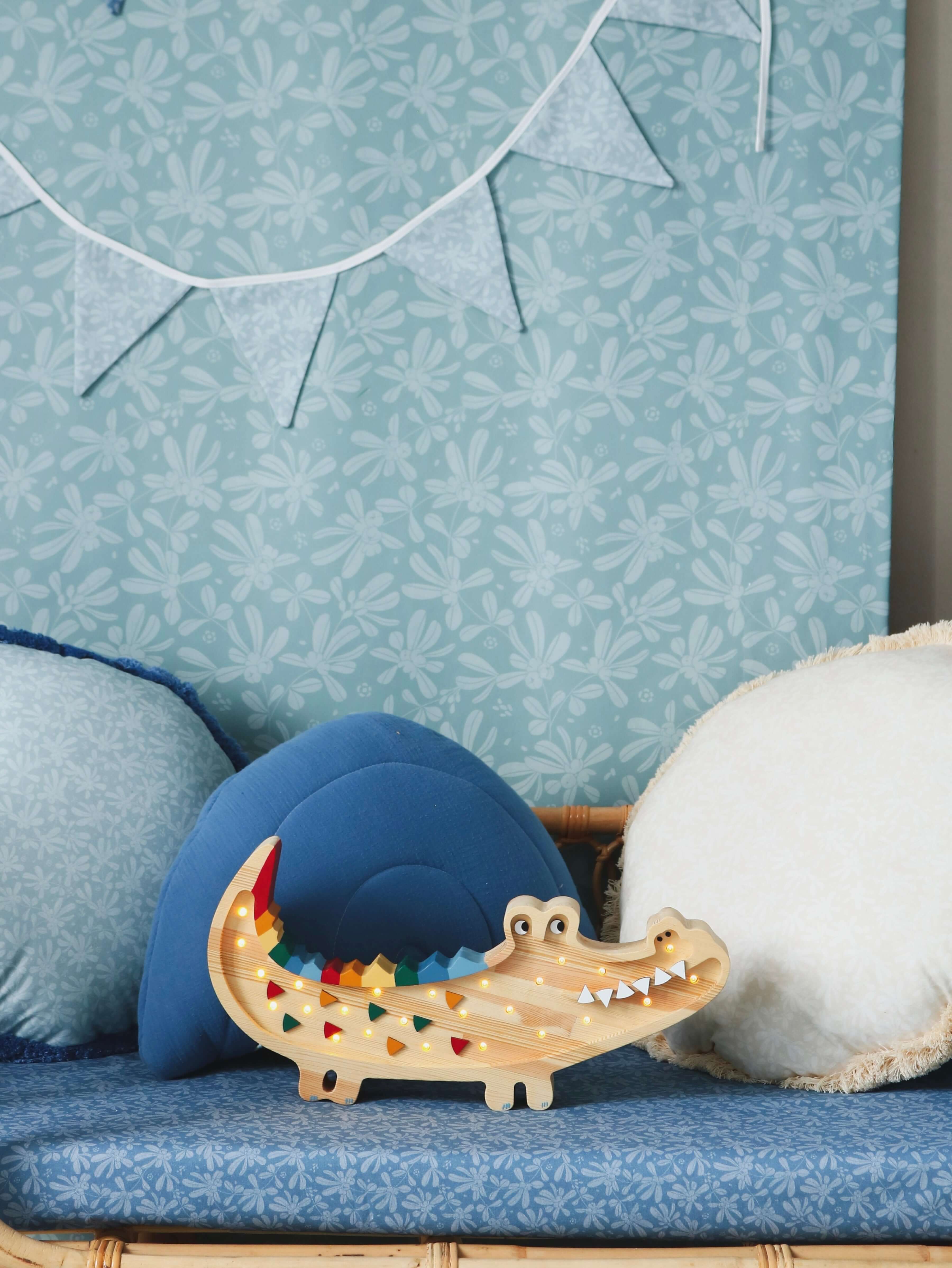 Blue muslin rainbow pillow