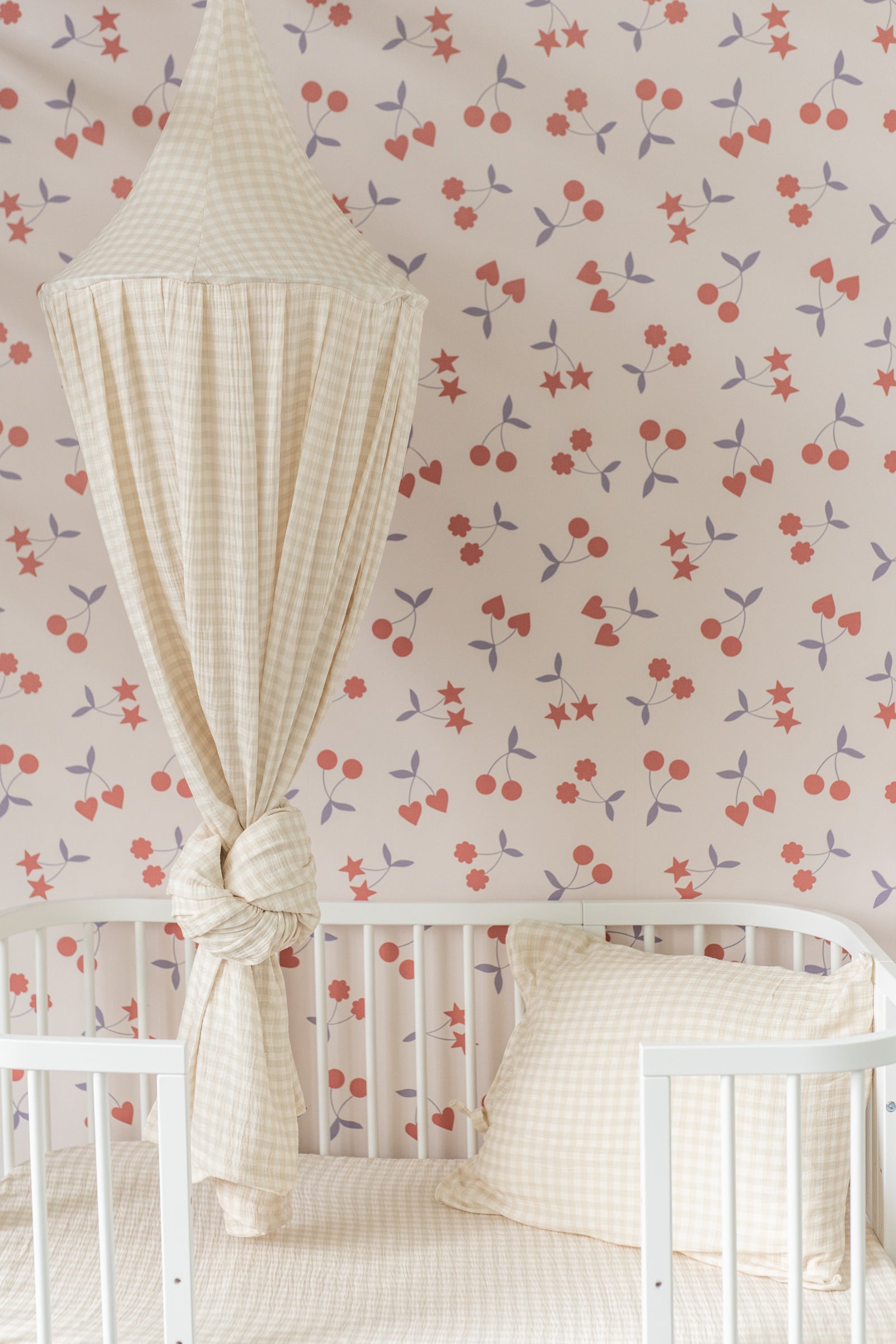 Beige & Sage Checked – Muslin Canopy