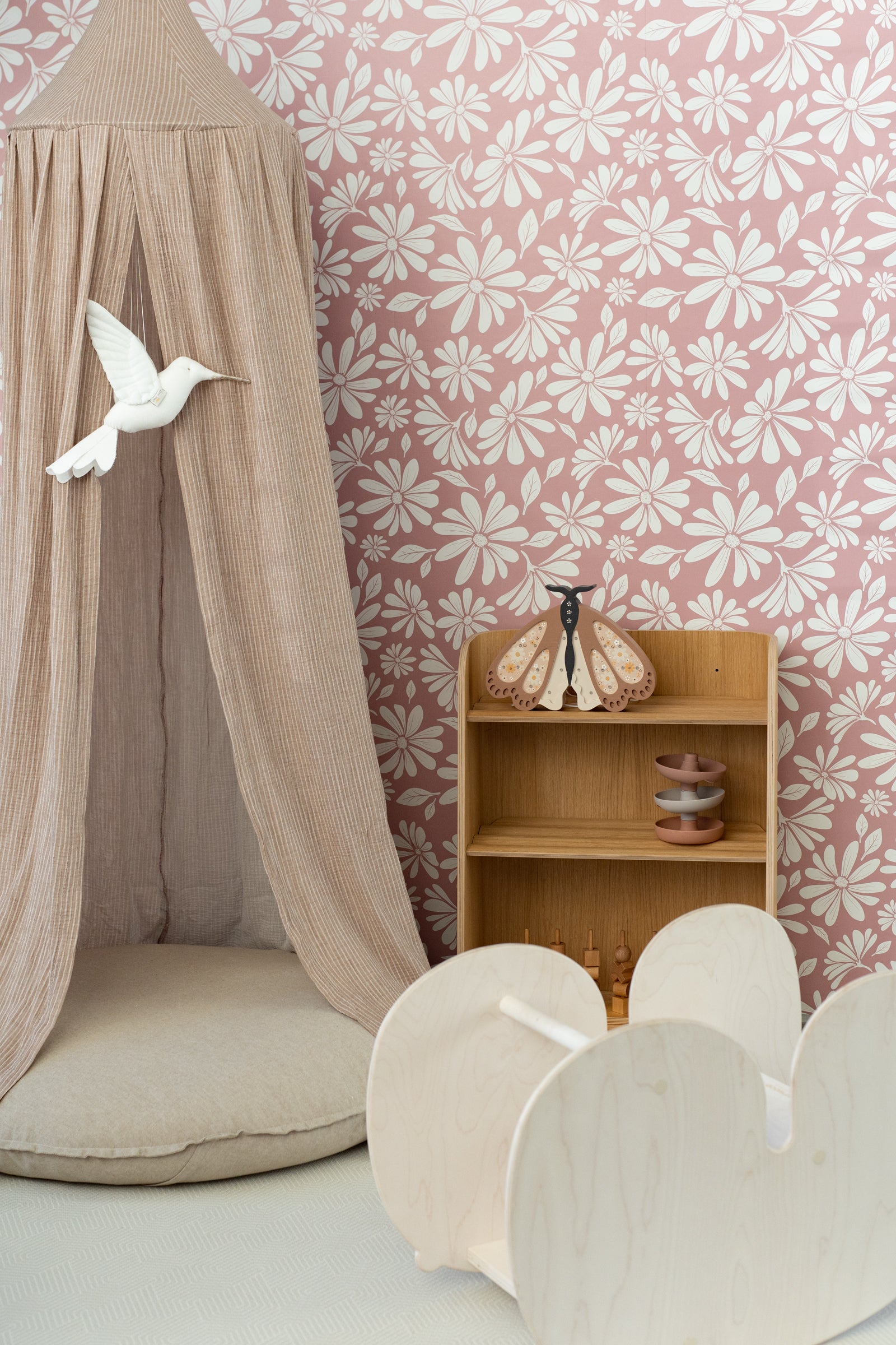 Beige Fine Stripes – Muslin Canopy