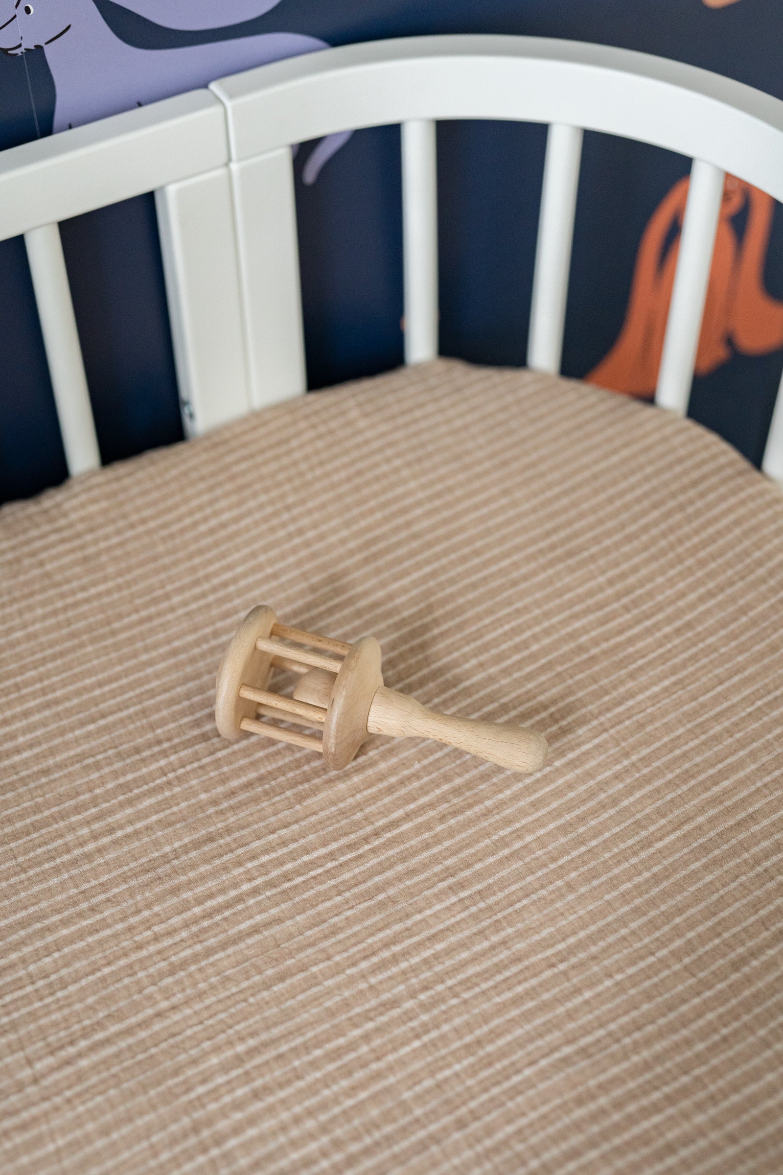 Beige Fine Stripes – Fitted Sheet