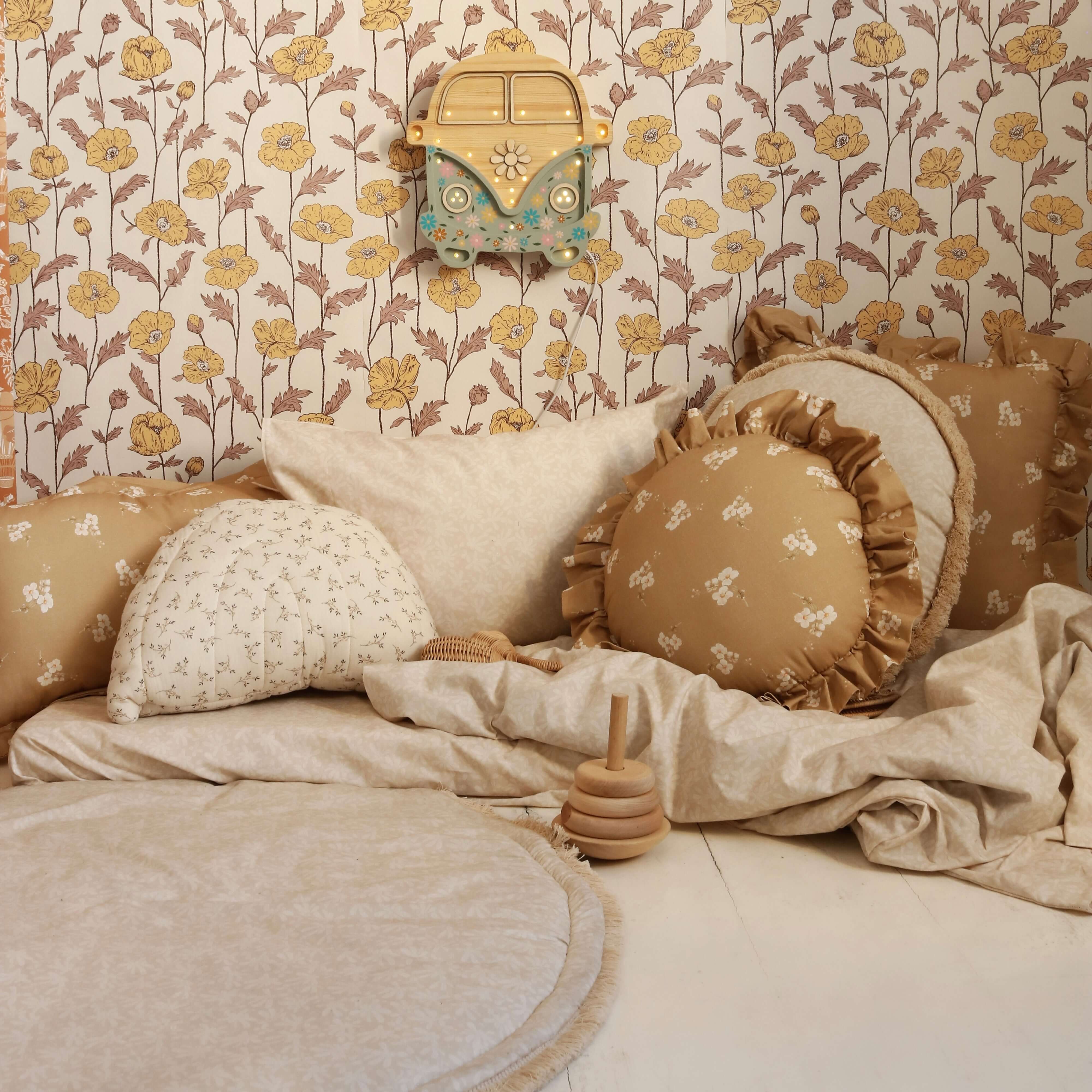 Caramel small flowers - round, square, rectangle pillow