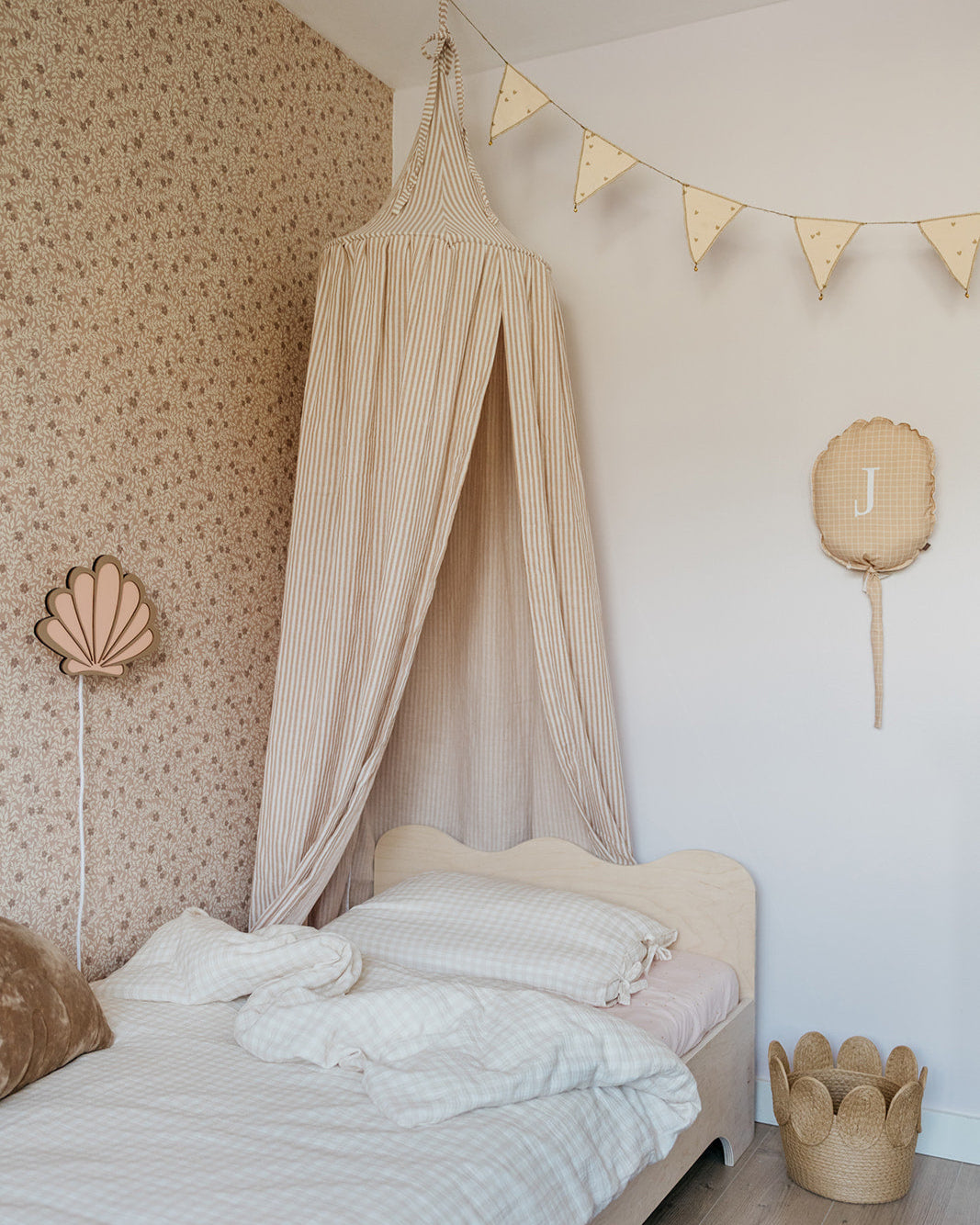 Beige Duo Stripes – Muslin Canopy