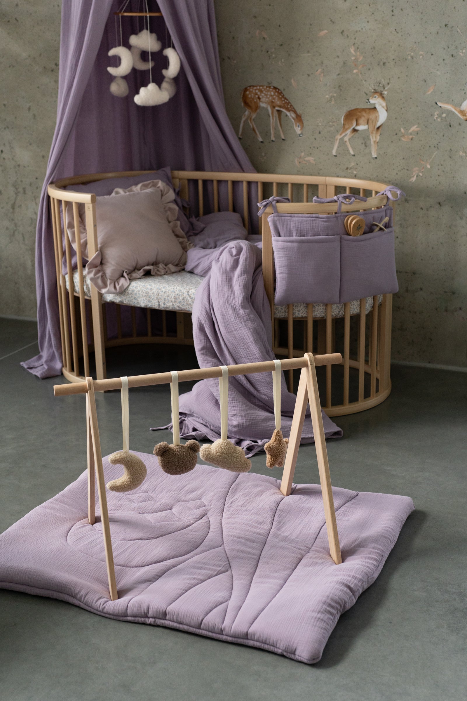 Lavender Bliss – muslin Crib Organizer / Bed Pocket