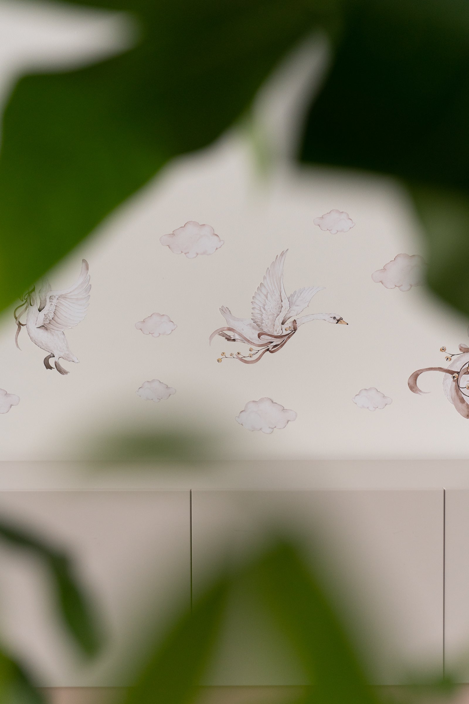 Swan Trio Wall Sticker Set – Boho Nursery Decals