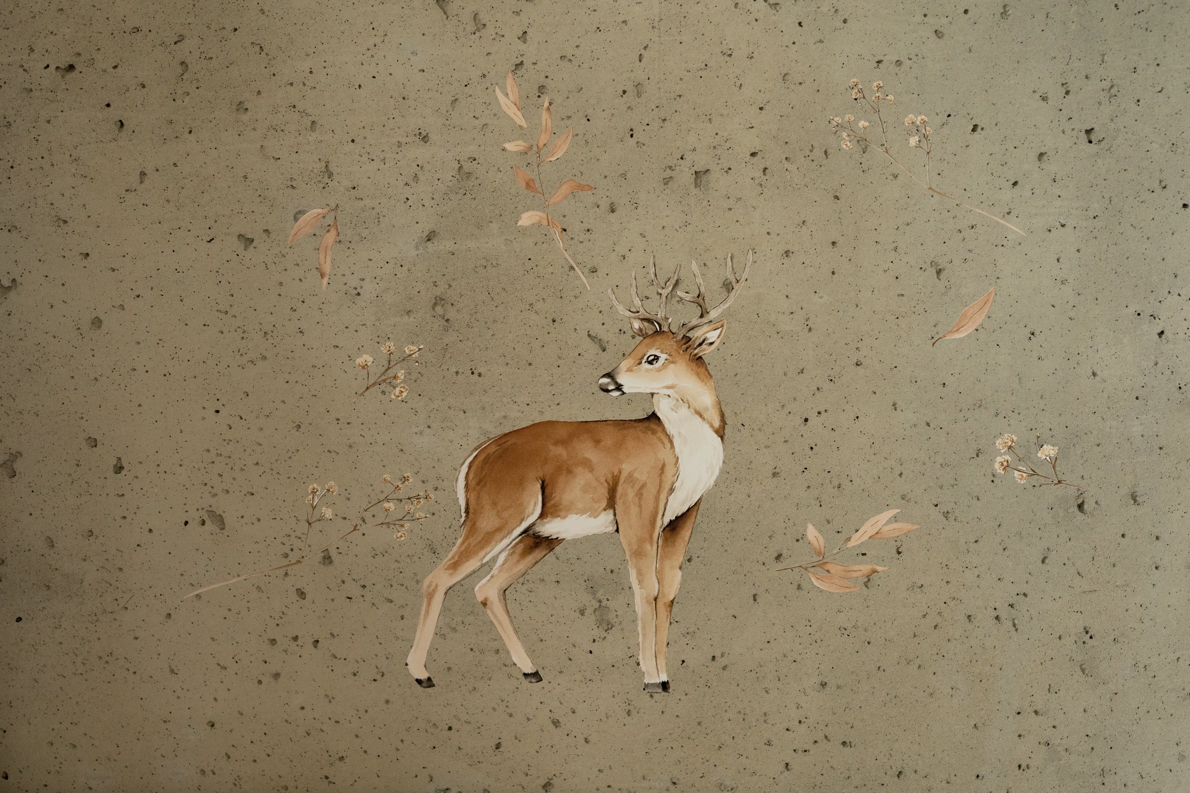 Majestic Buck Wall Sticker – Botanical Nursery Decal