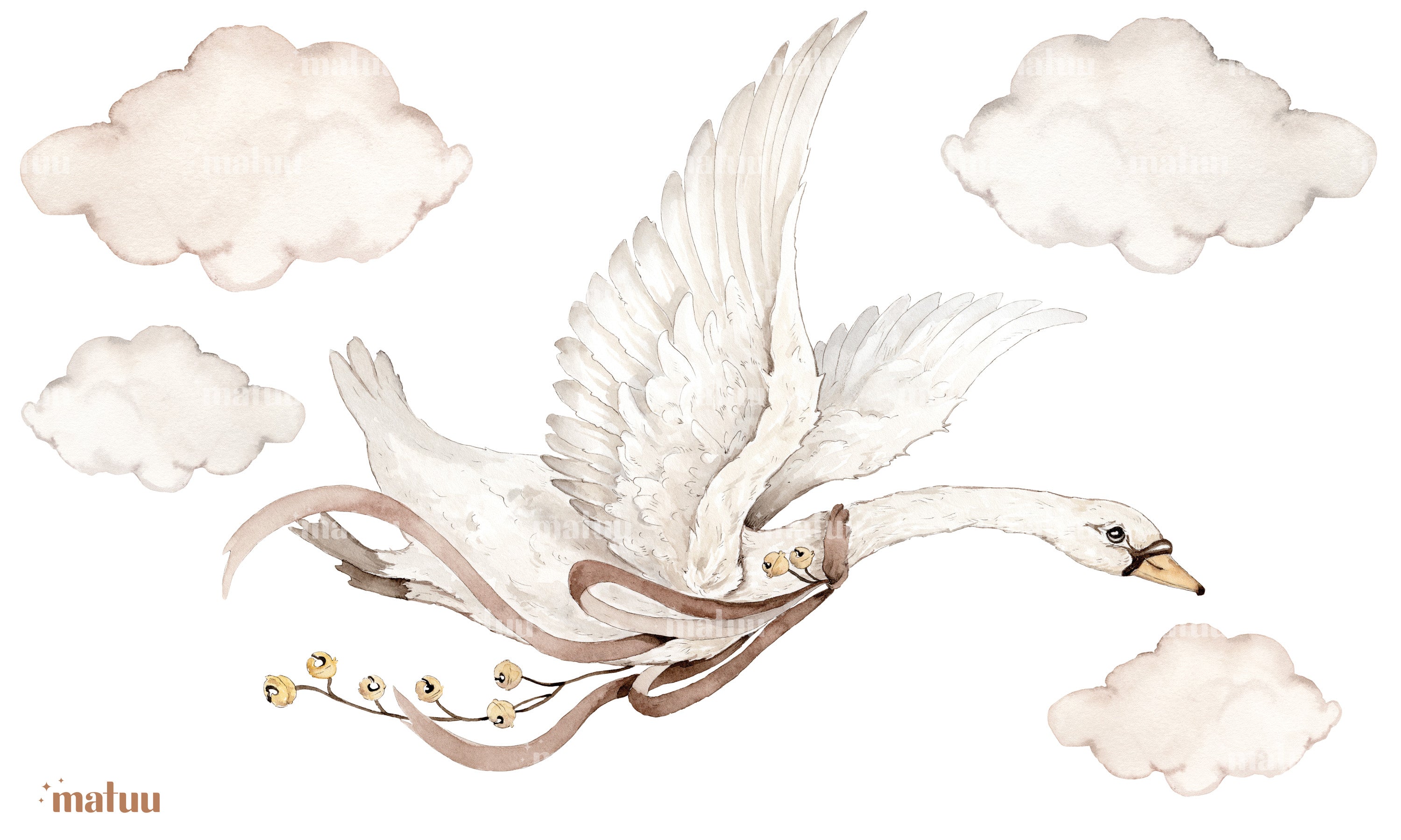 Flying Swan Wall Sticker – Dreamy Nursery Decal