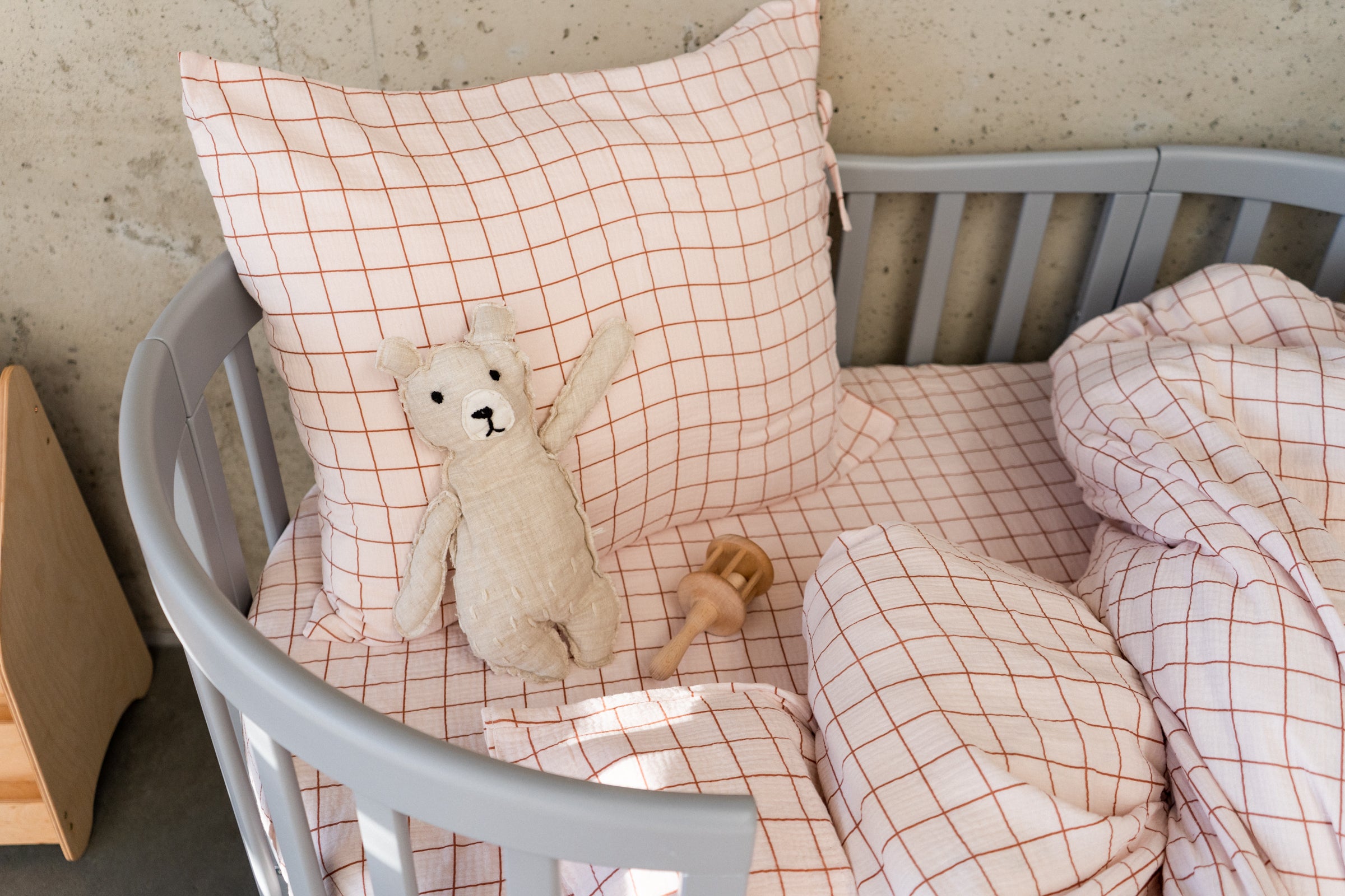 Pink checked - Fitted Sheet