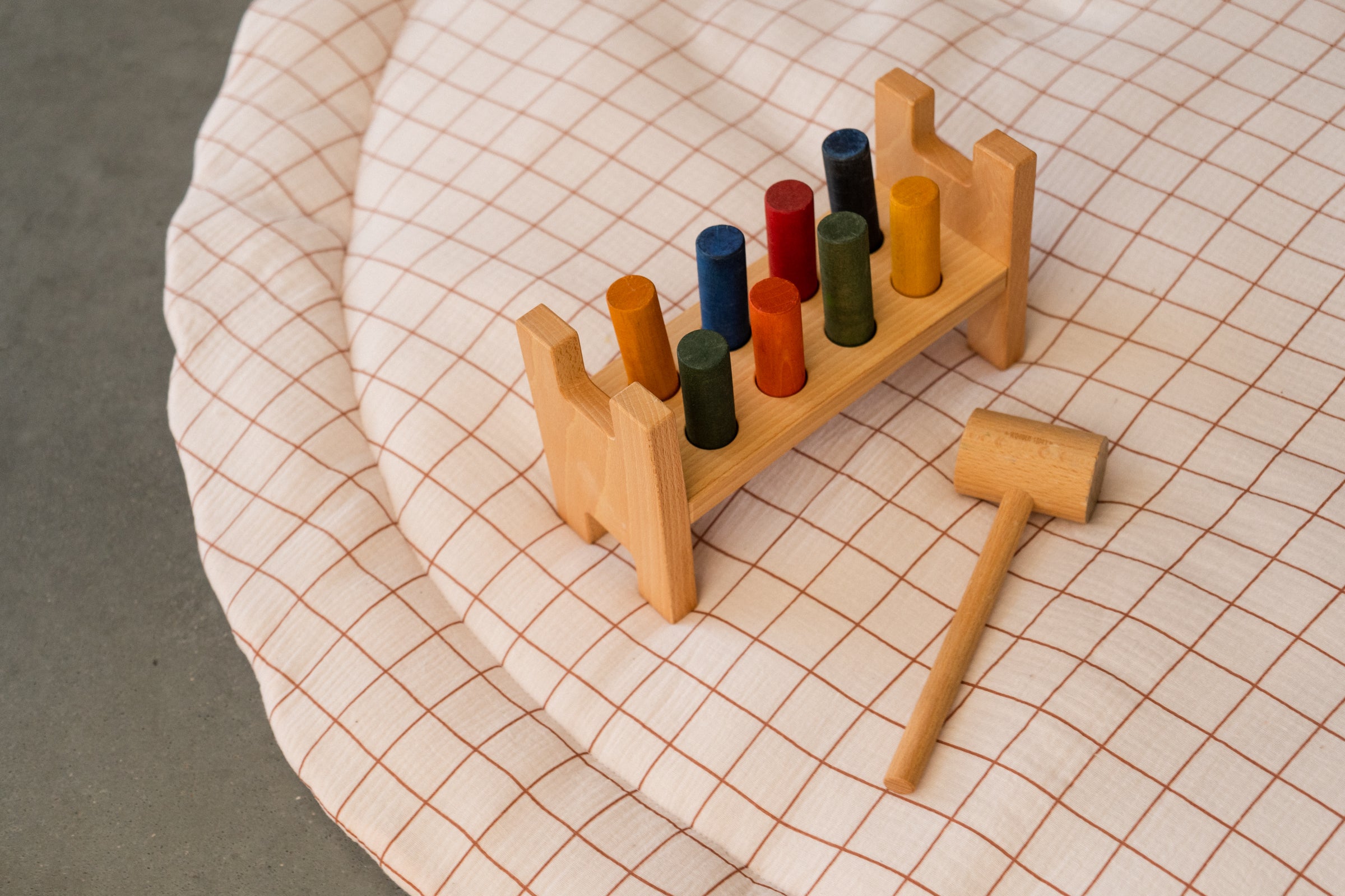 Pink checked - baby play mat, boxkleed