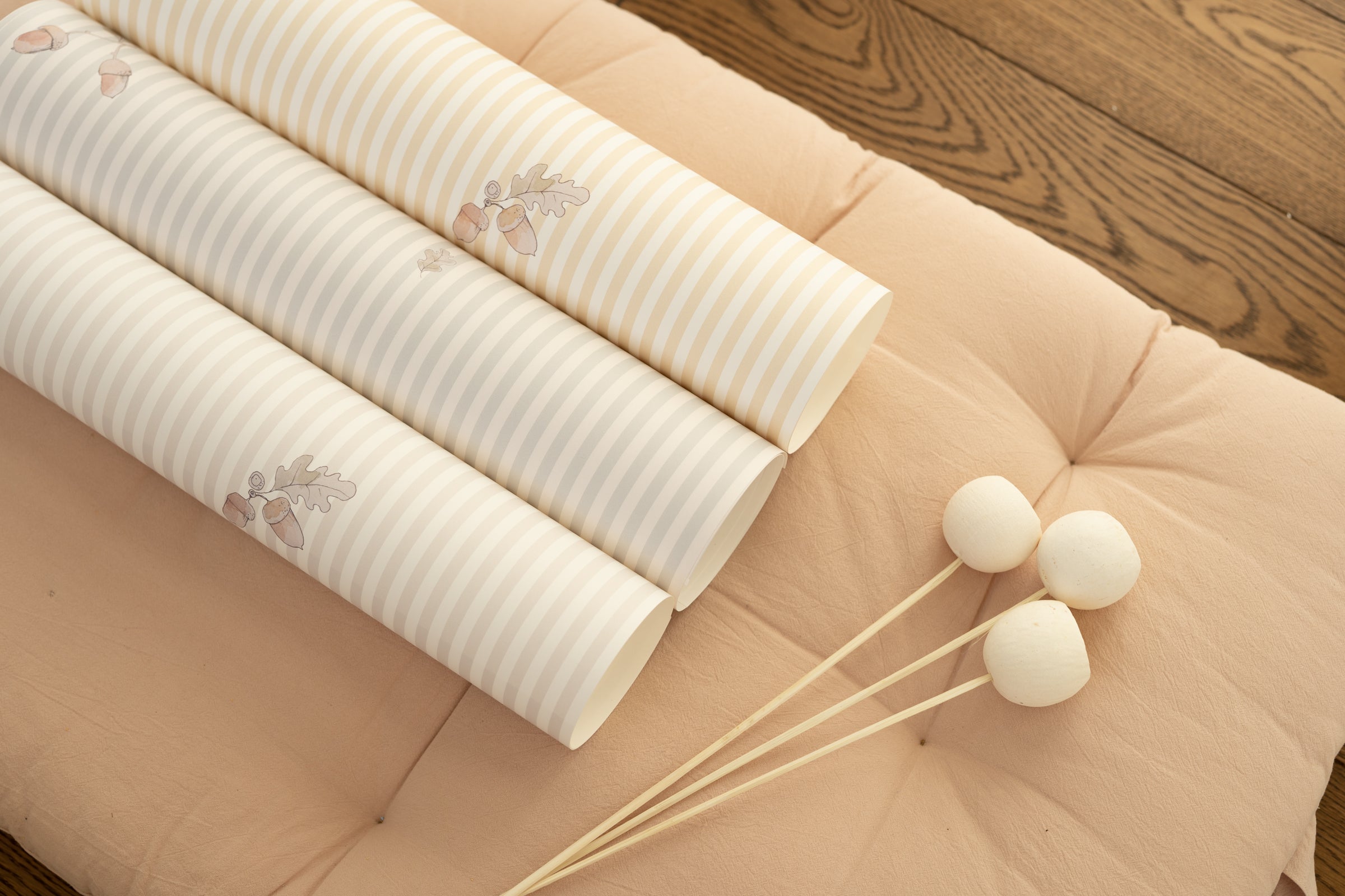 Acorn Stripes - yellow wallpaper