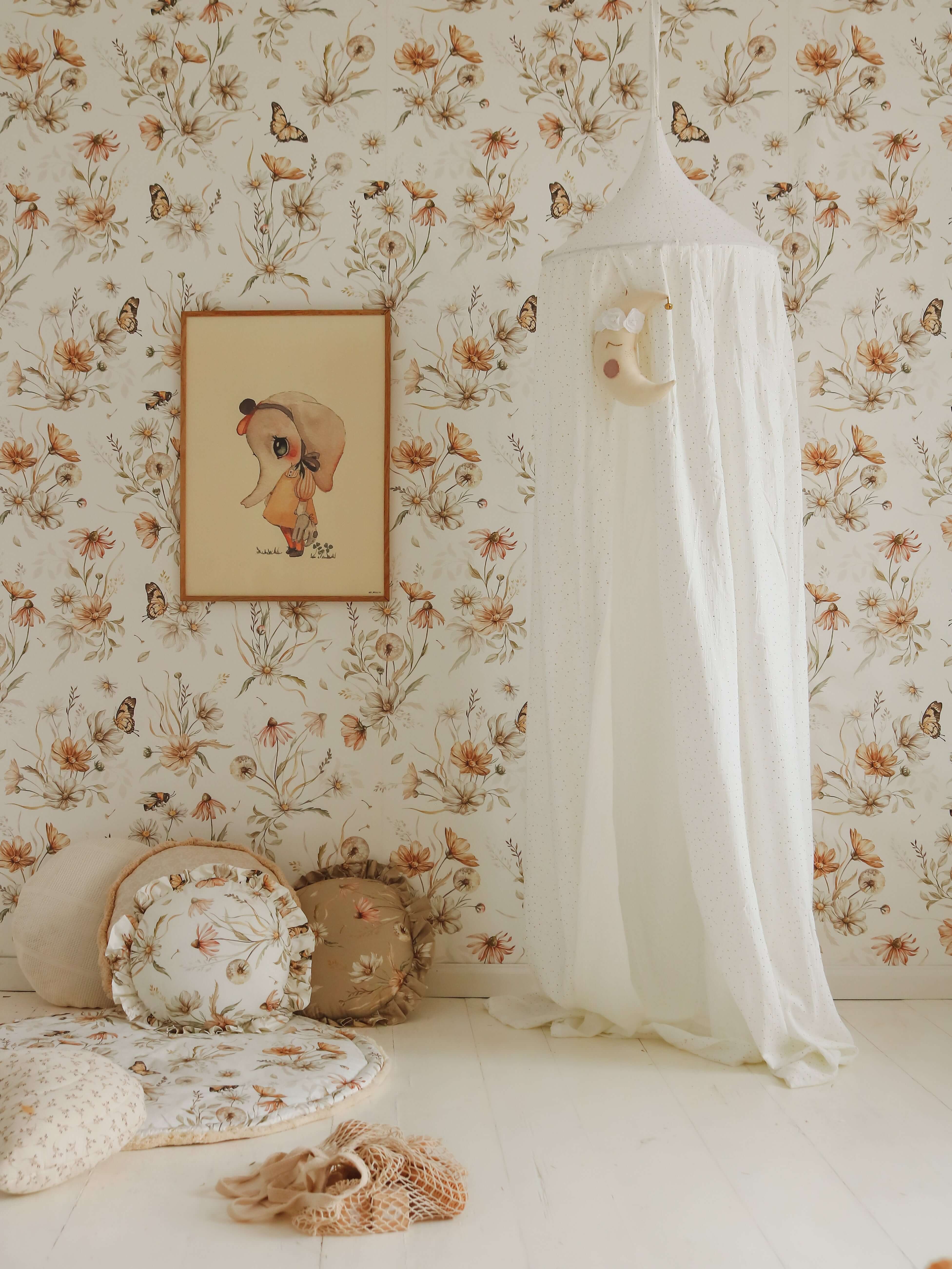 Gold Meadow - White Wallpaper