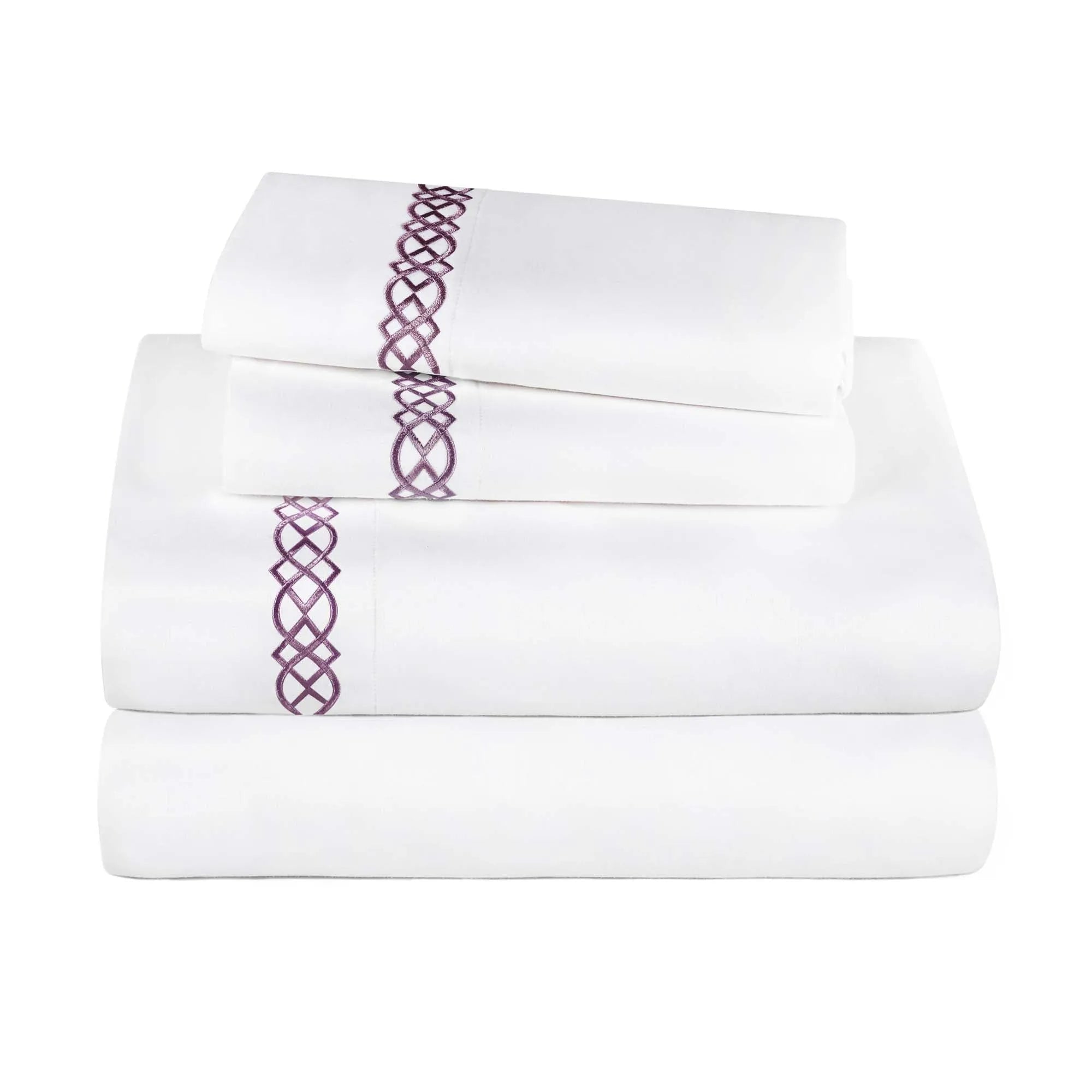 Celtic-knot Patterned Egyptian Cotton Sateen Bed Sheet Set