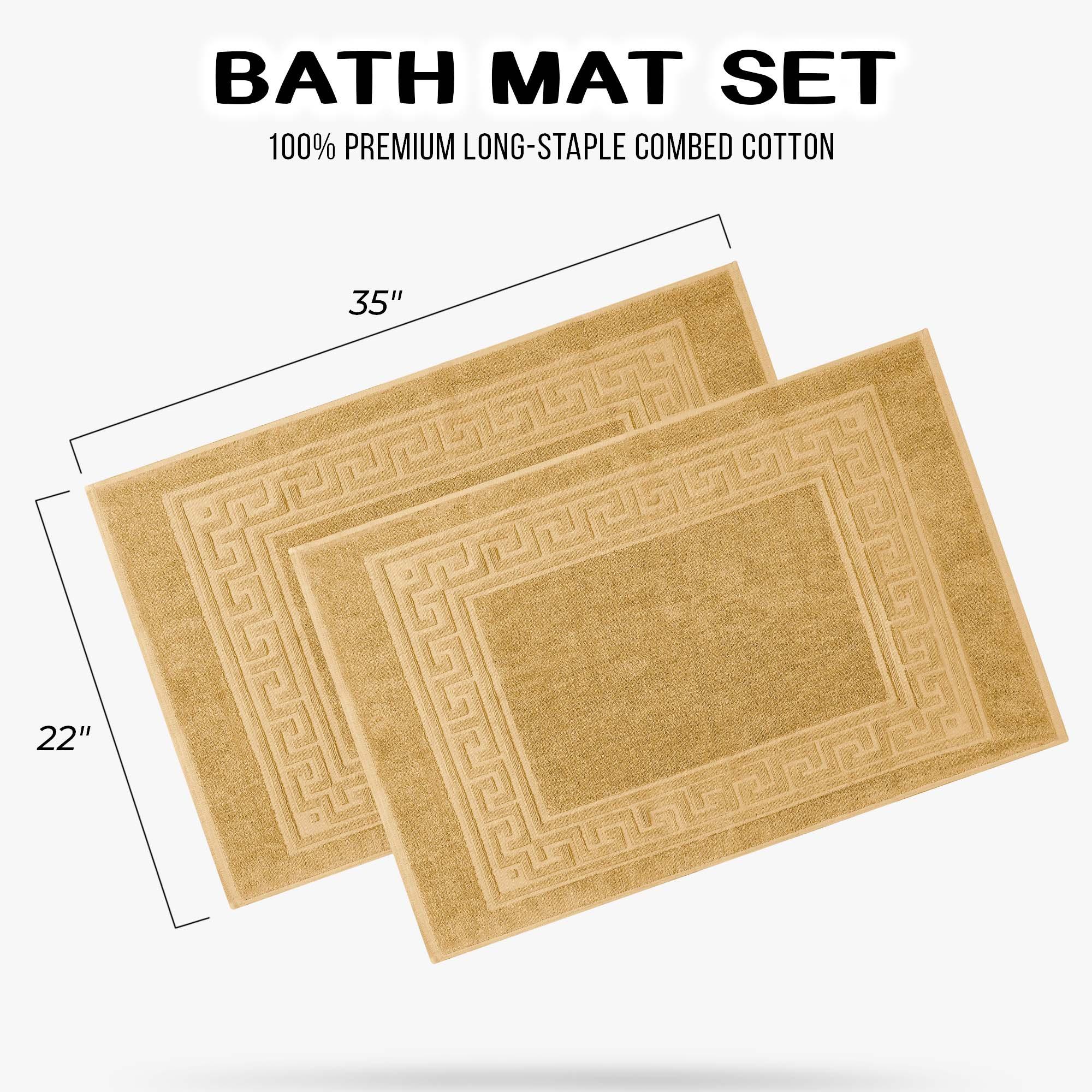 Embossed Greek Key Border Cotton Bath Mat Set