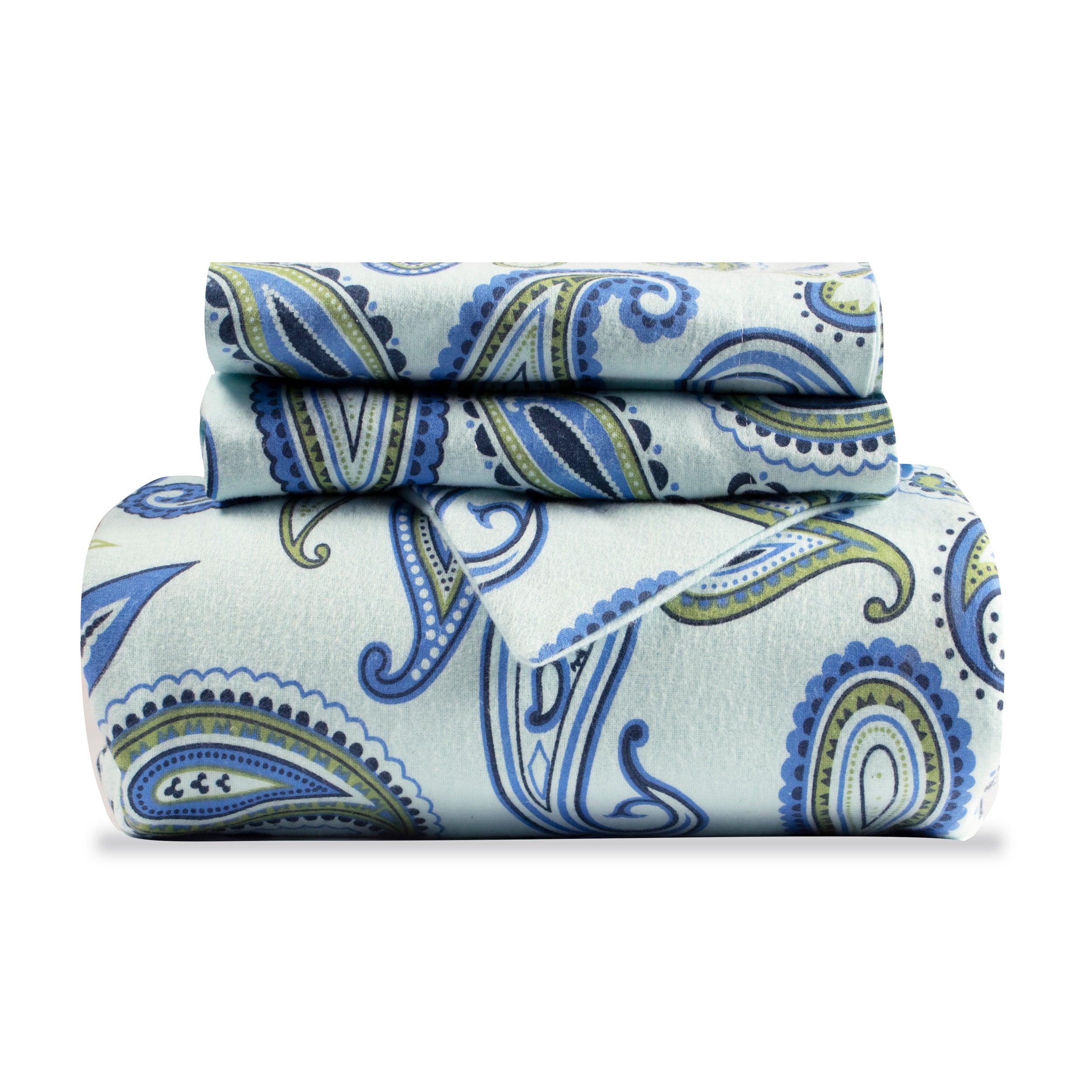 Paisley-patterned Cotton Flannel Duvet Cover Set