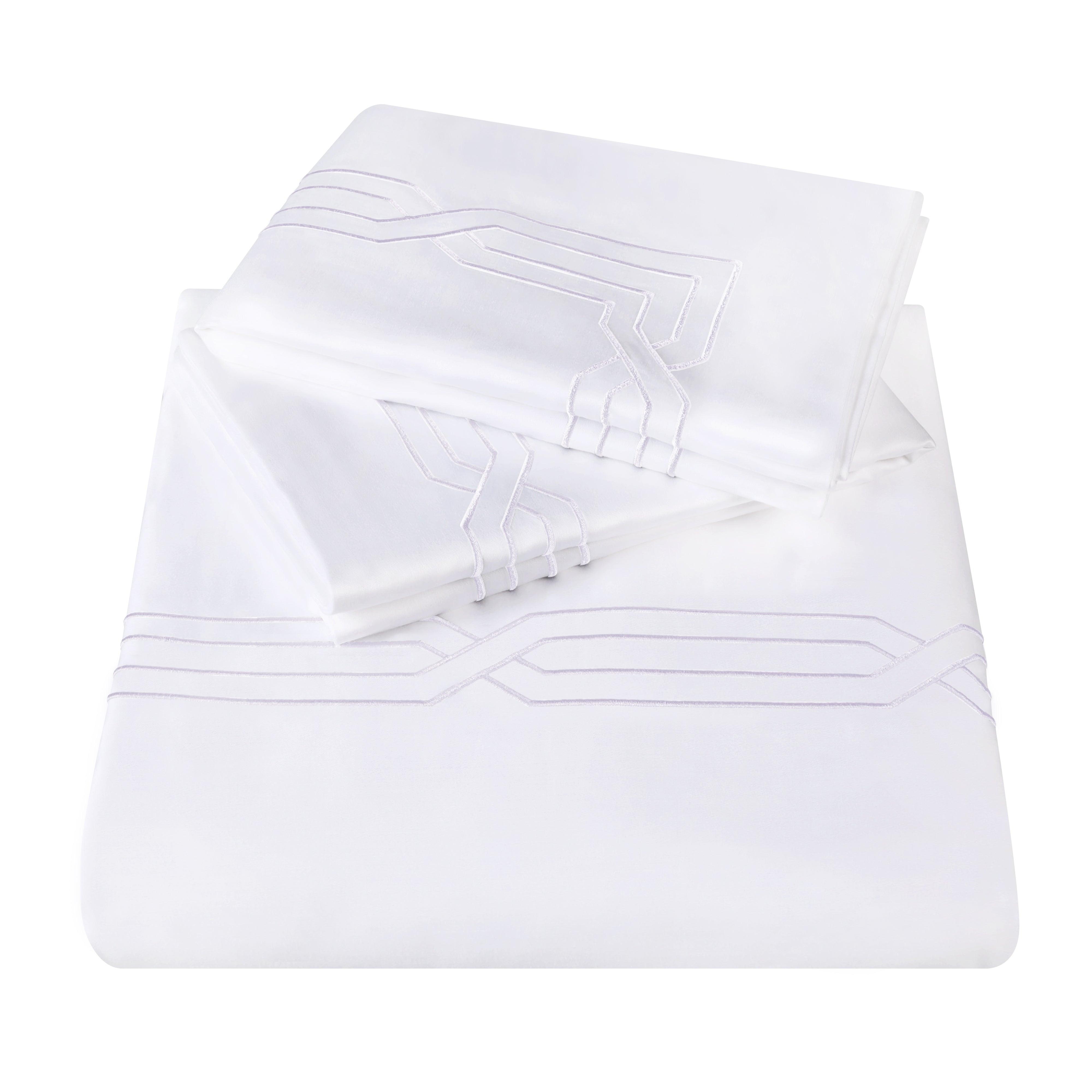 Geometric-stitch Egyptian Cotton Bed Sheet Set