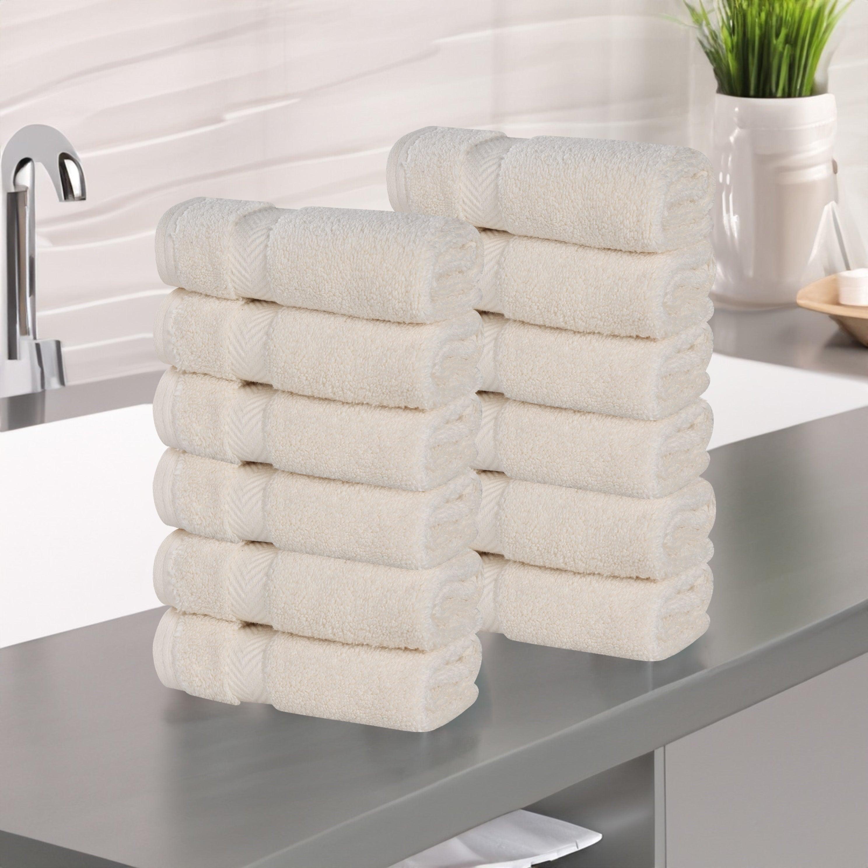 Herringbone-patterned Zero Twist Cotton Face Towel Set