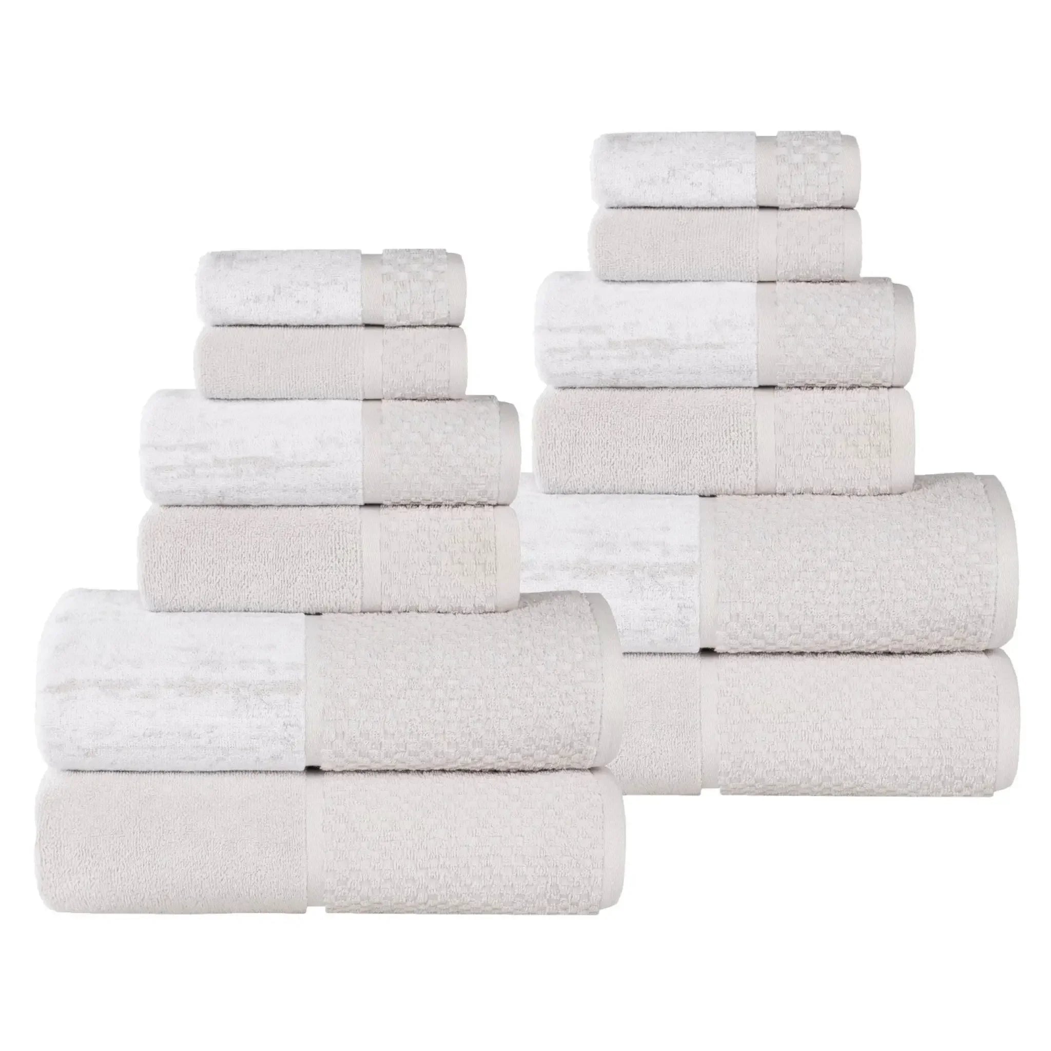 Jacquard Geometric Two-tone Cotton Towel Set