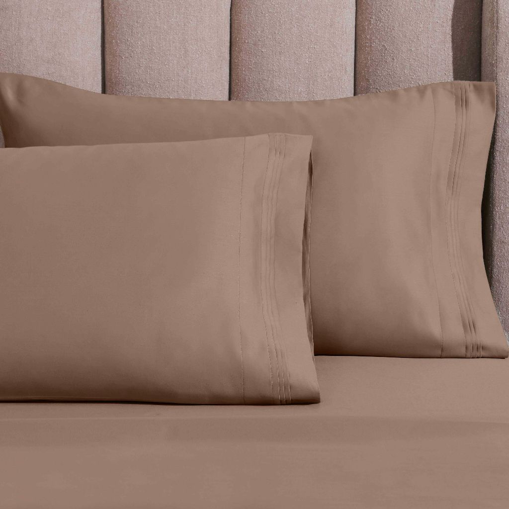 Decorative-stitched Egyptian Cotton Sateen Pillowcase Set