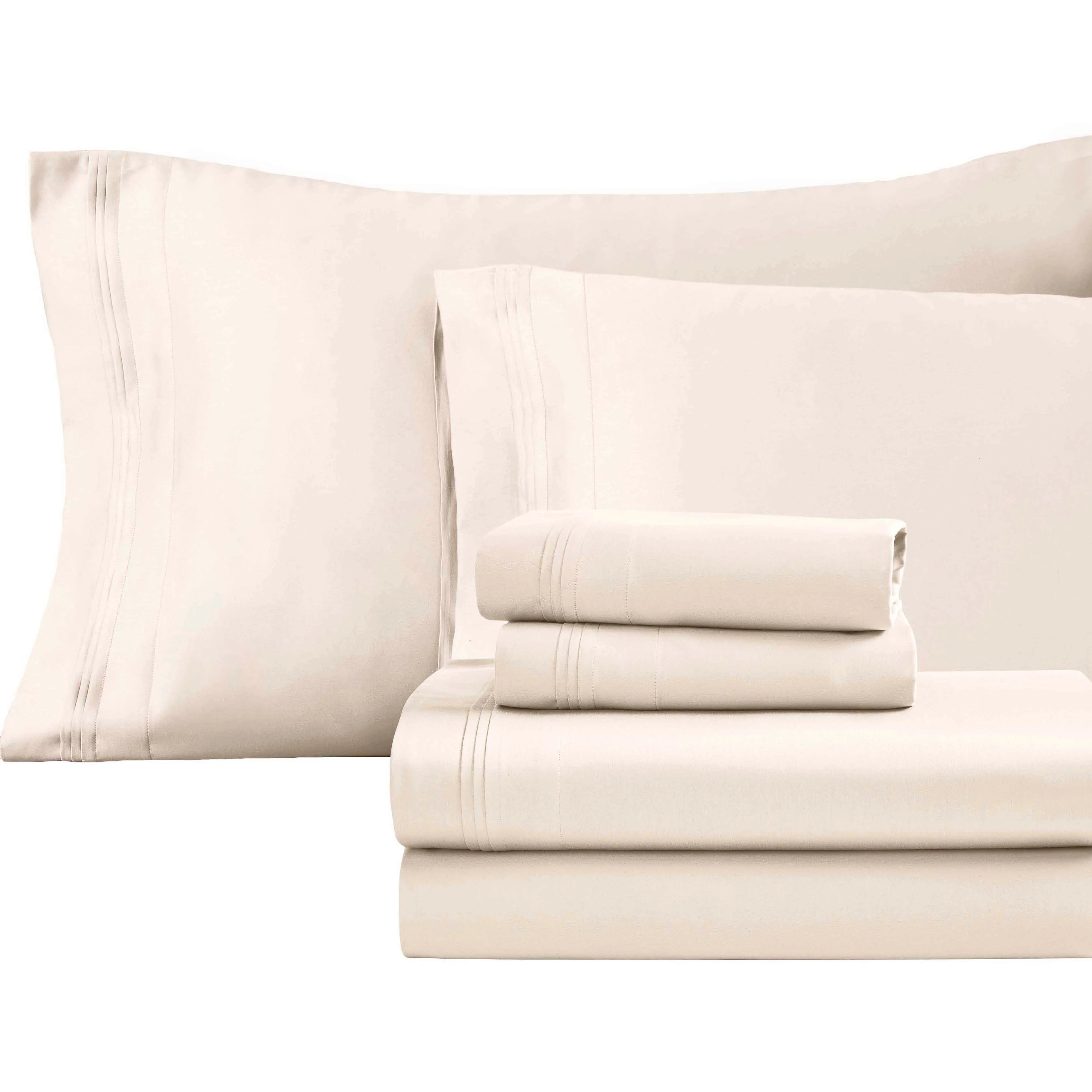 Elegant-stitched Egyptian Cotton 6-Piece Bed Sheet Bundle