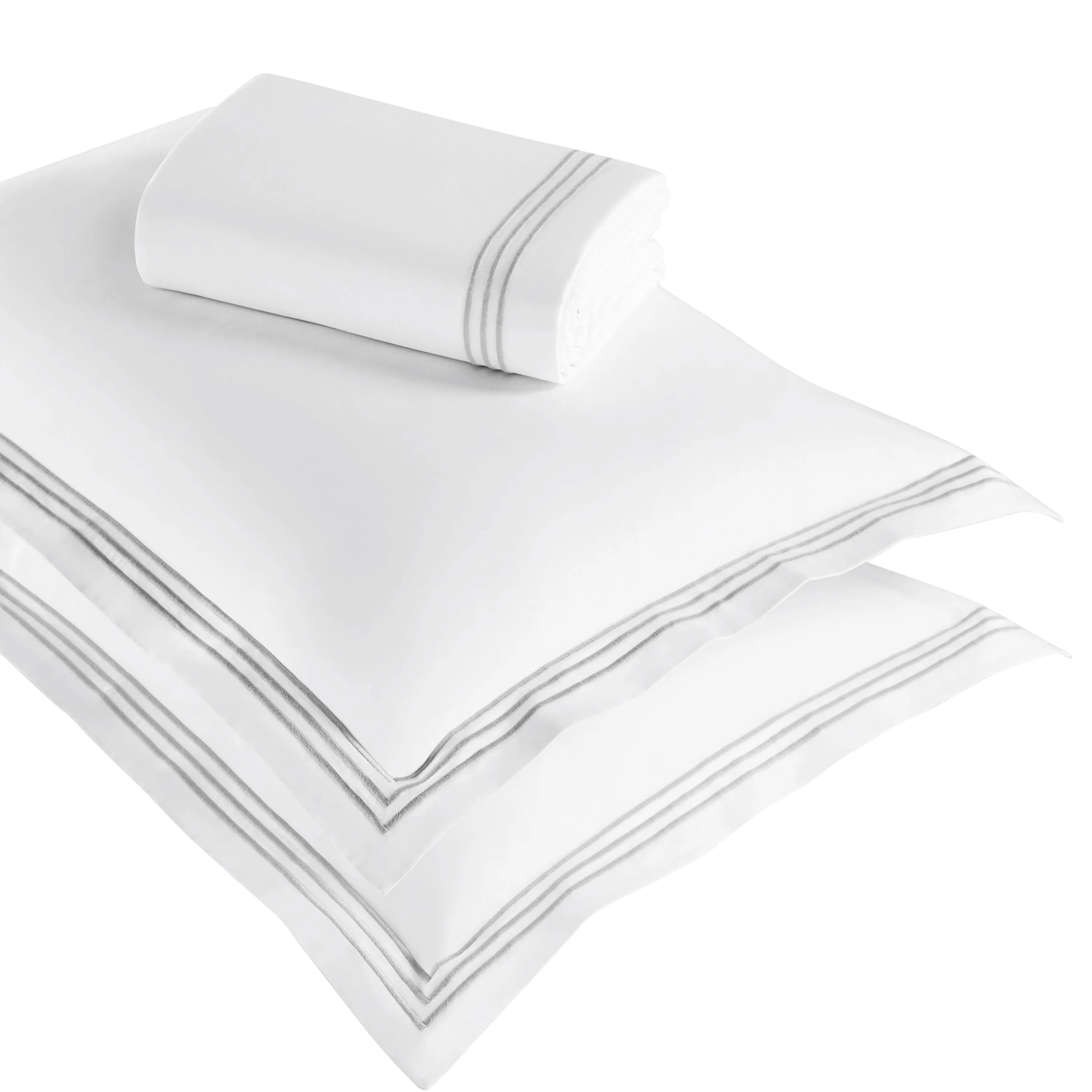 Striped-trim Cotton Duvet Cover Set