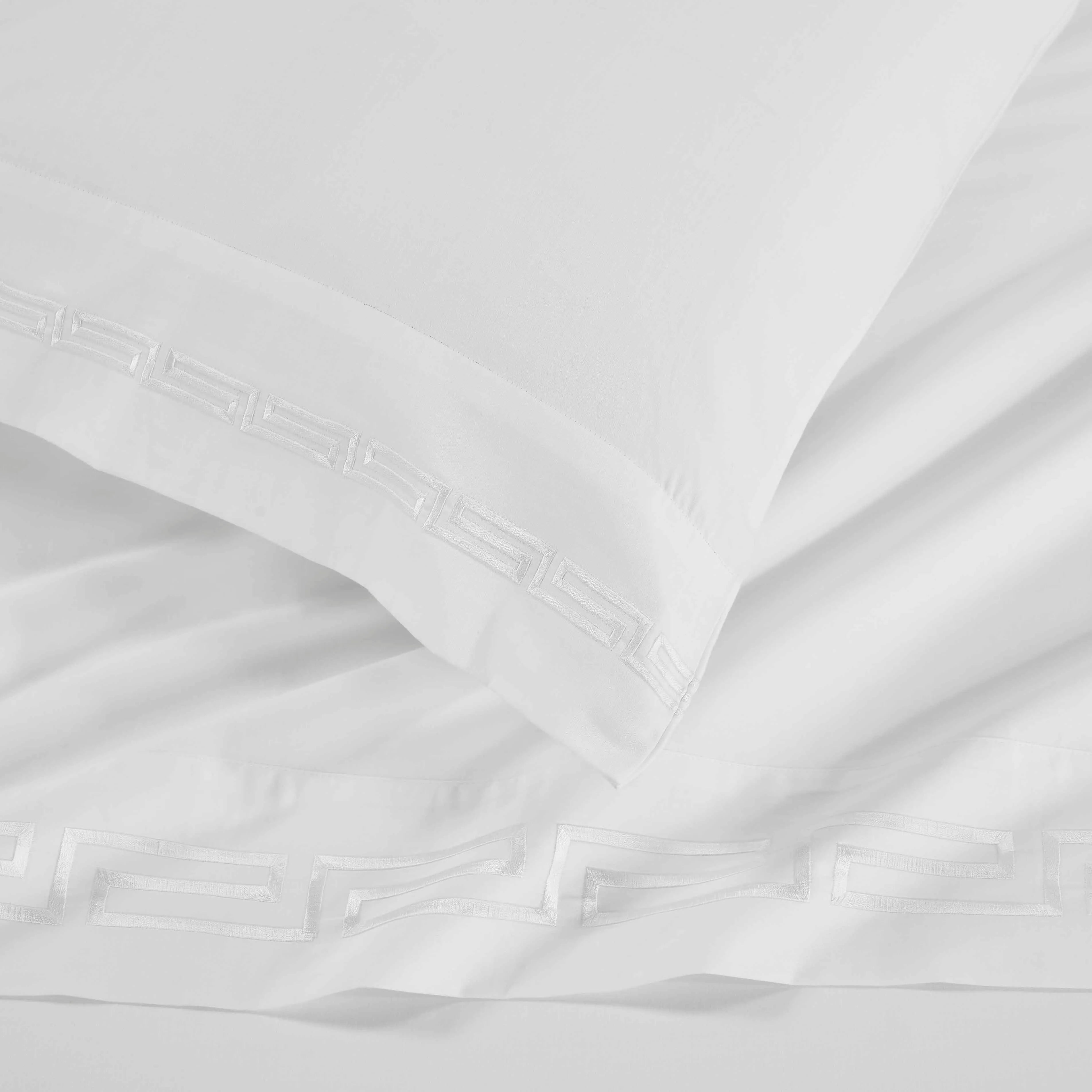 Greek Key Bordered Cotton Bed Sheet Set