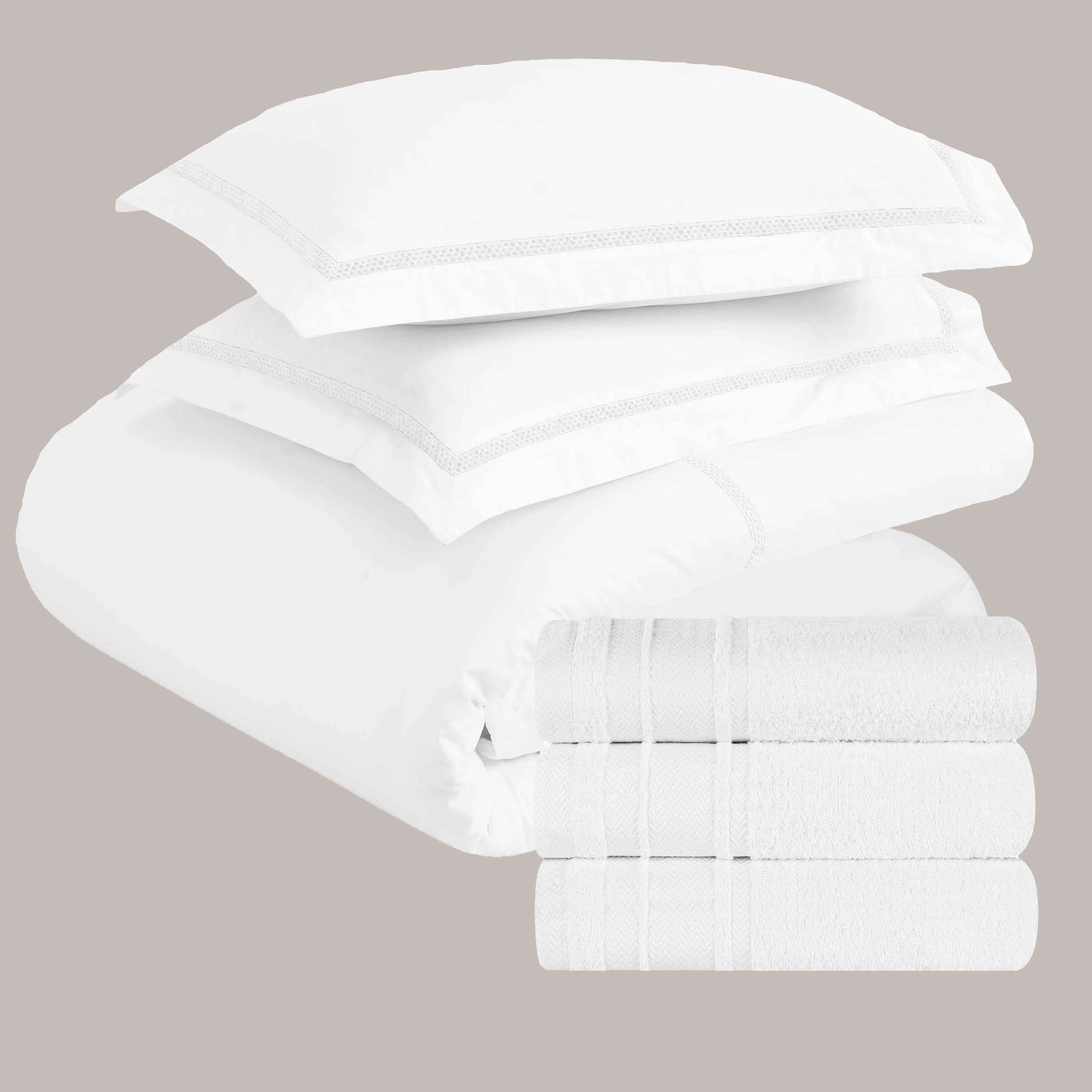 Greek Key-embroidered 6-Piece Bed & Bath Bundle