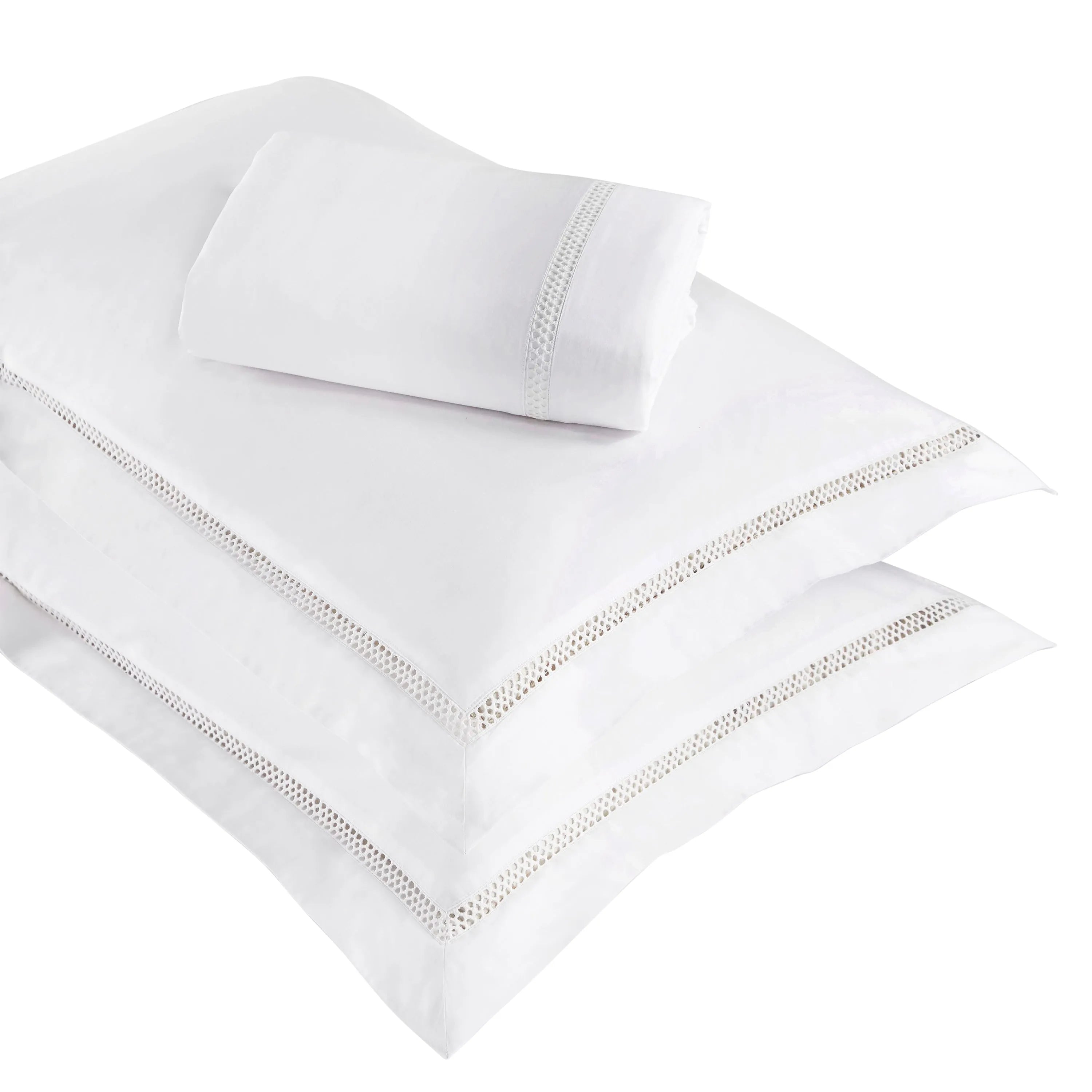 Perforated-trim Sateen Weave Cotton Duvet Cover Set