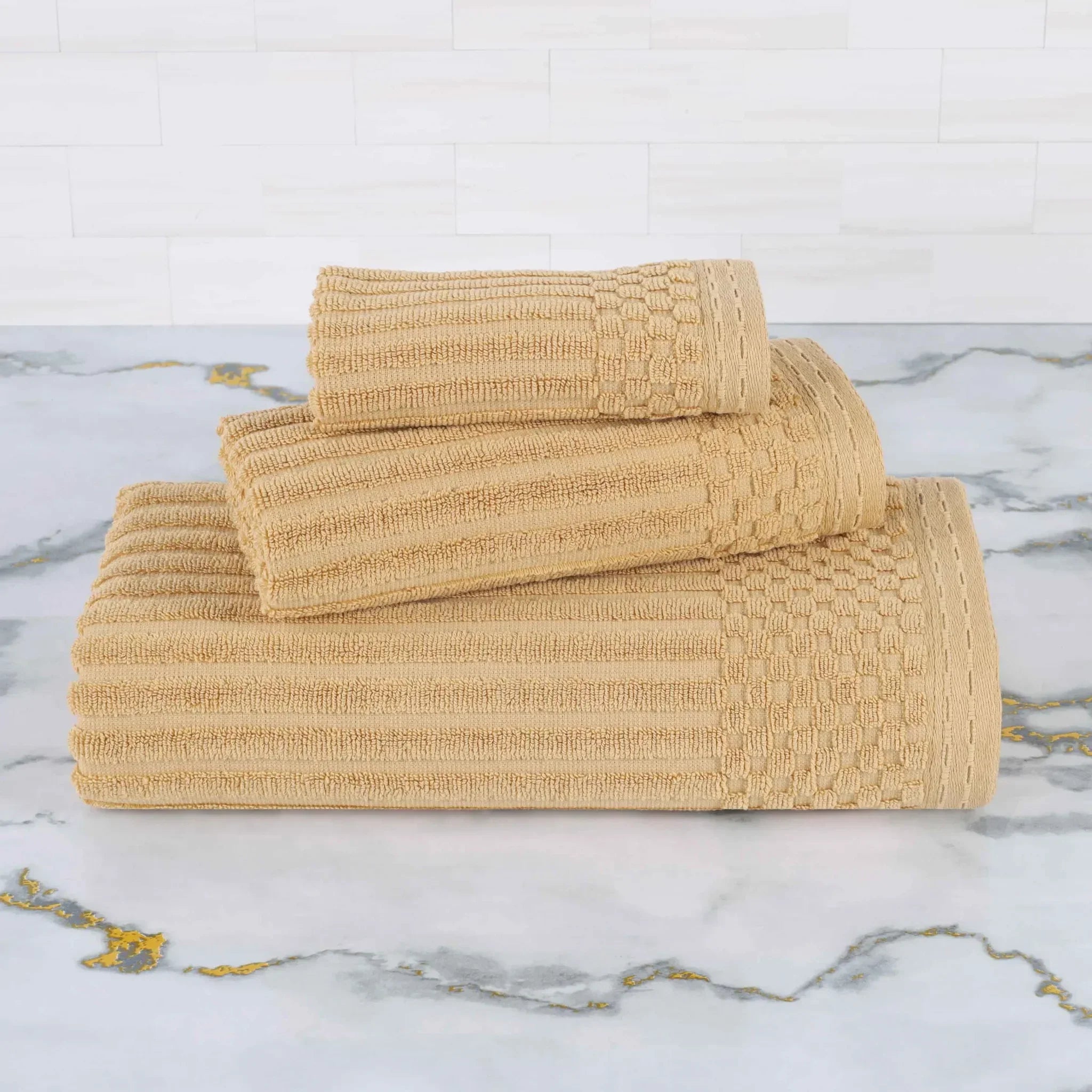Embossed-ribbed Cotton Towel Set