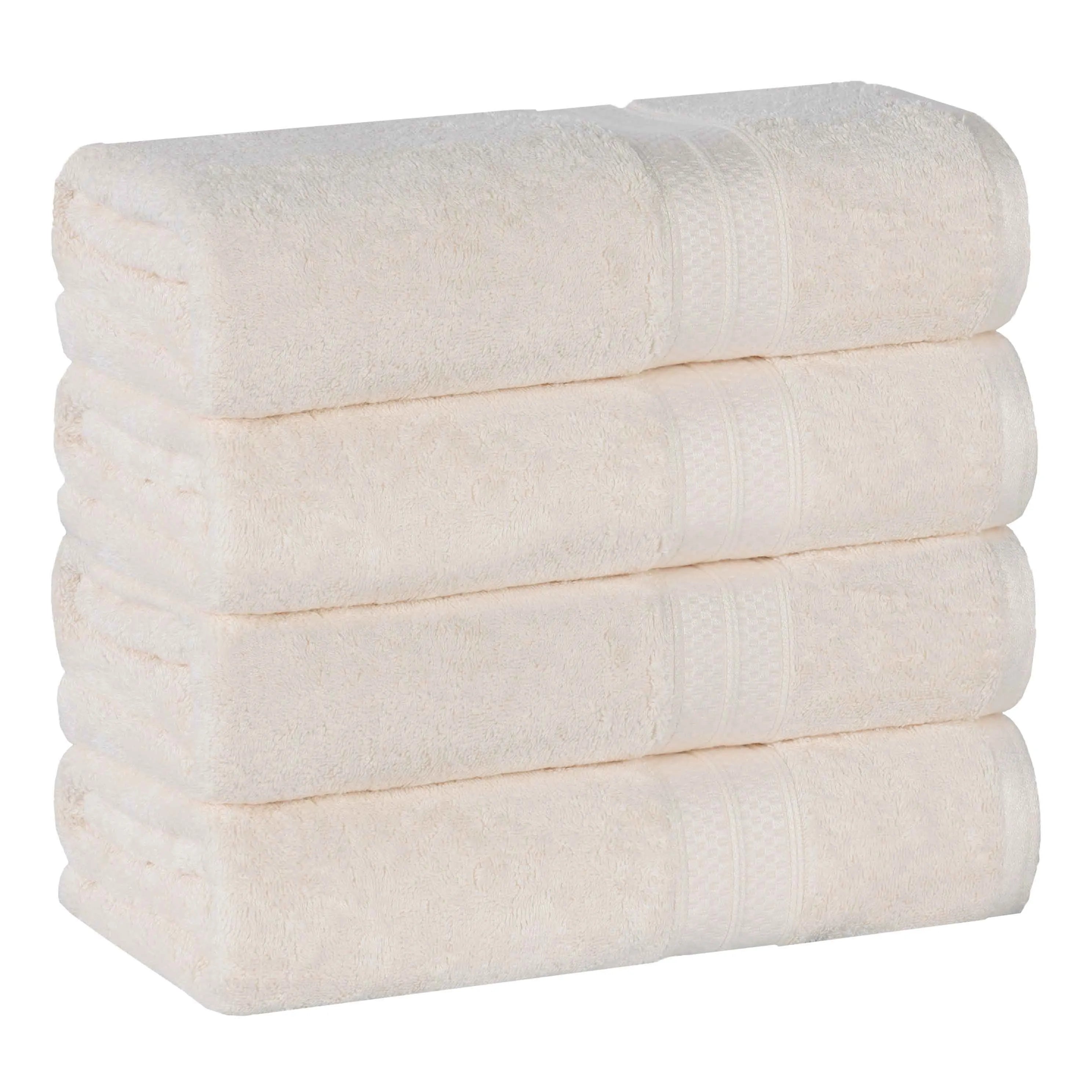 Decorative-banded Rayon from Bamboo Cotton Blend Bath Towel Set