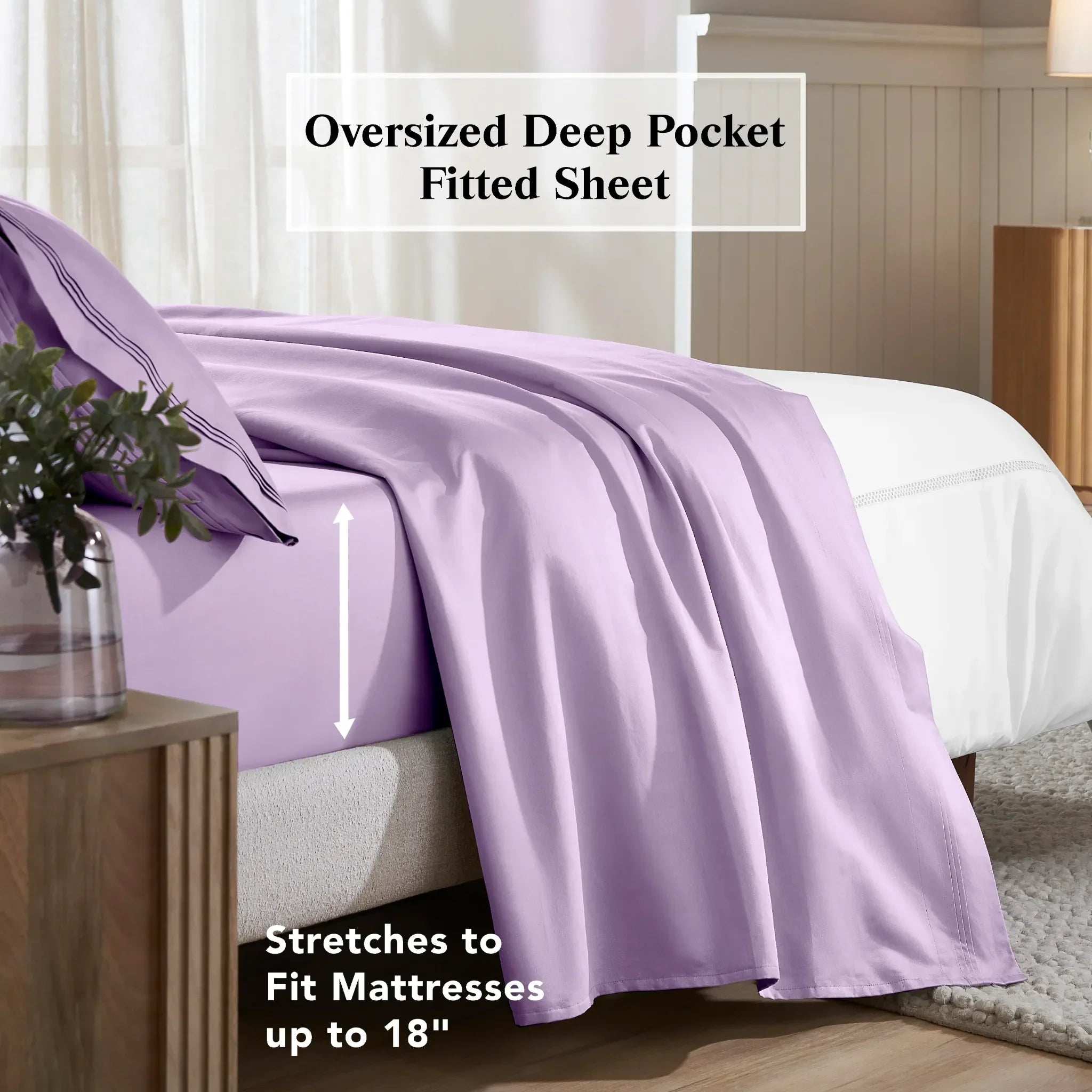 Elastic-edged Egyptian Cotton Sateen Fitted Sheet Set