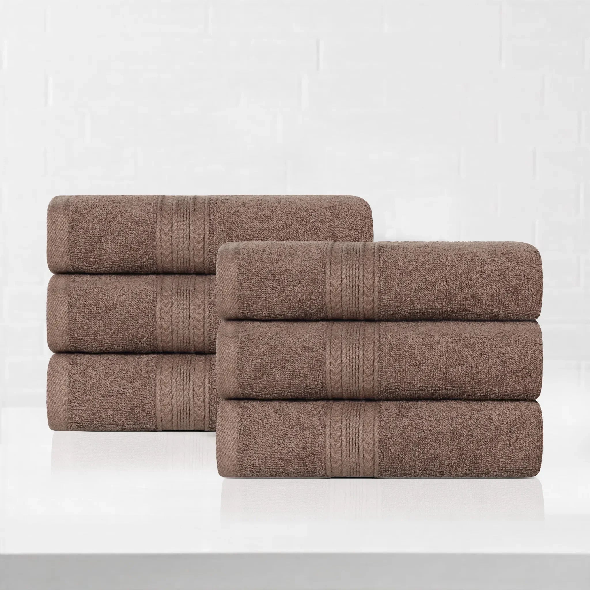 Textured Banded Cotton Hand Towel Set