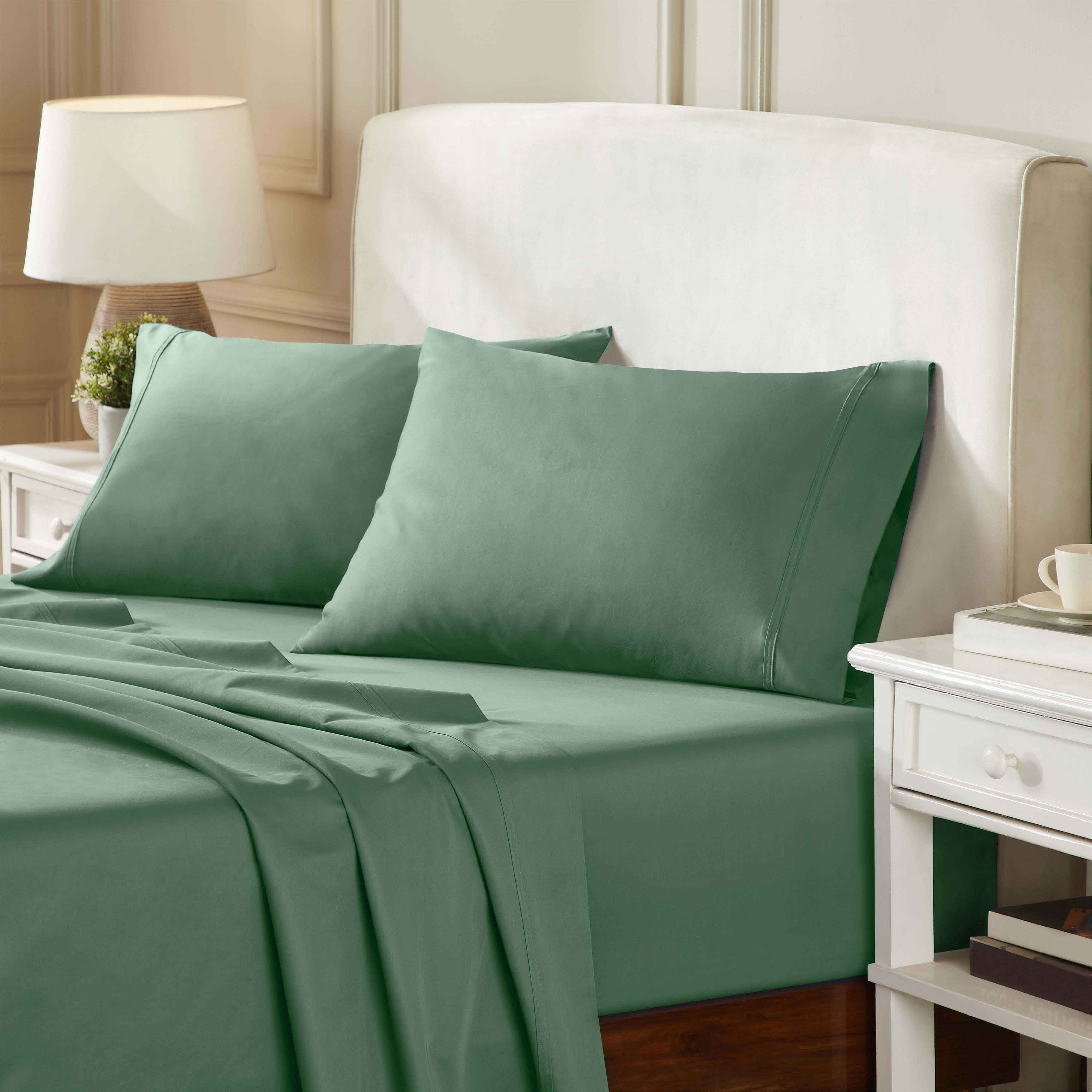Stitched-trim Sateen Weave Egyptian Cotton Bed Bedding Set