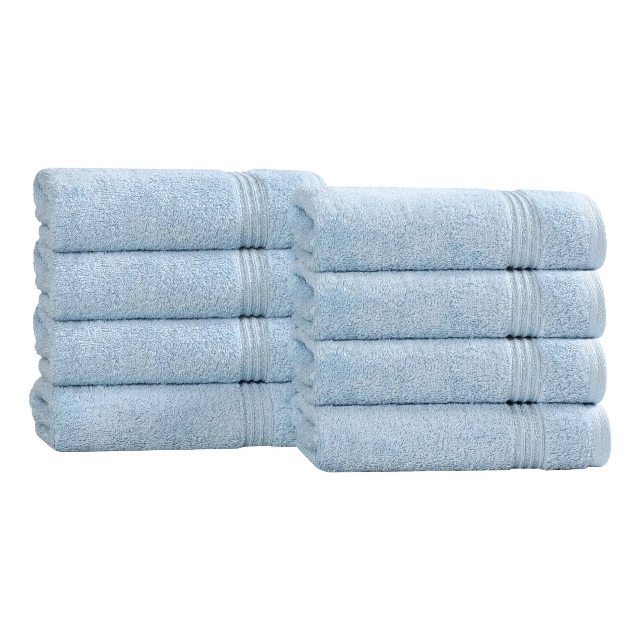Decorative-banded Egyptian Cotton Hand Towel Set of 8