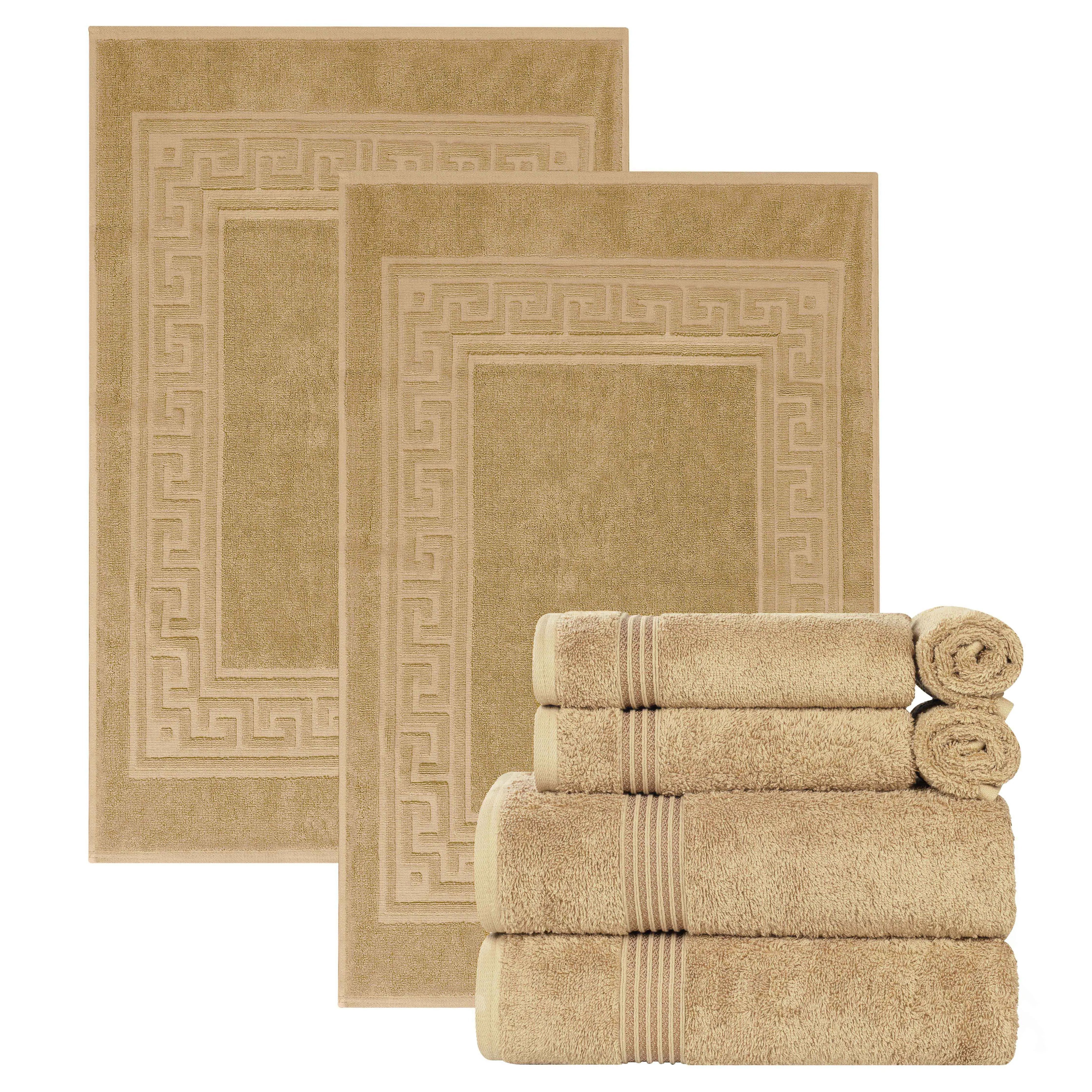 Greek Key-patterned Cotton Blend 8-Piece Bath Bundle