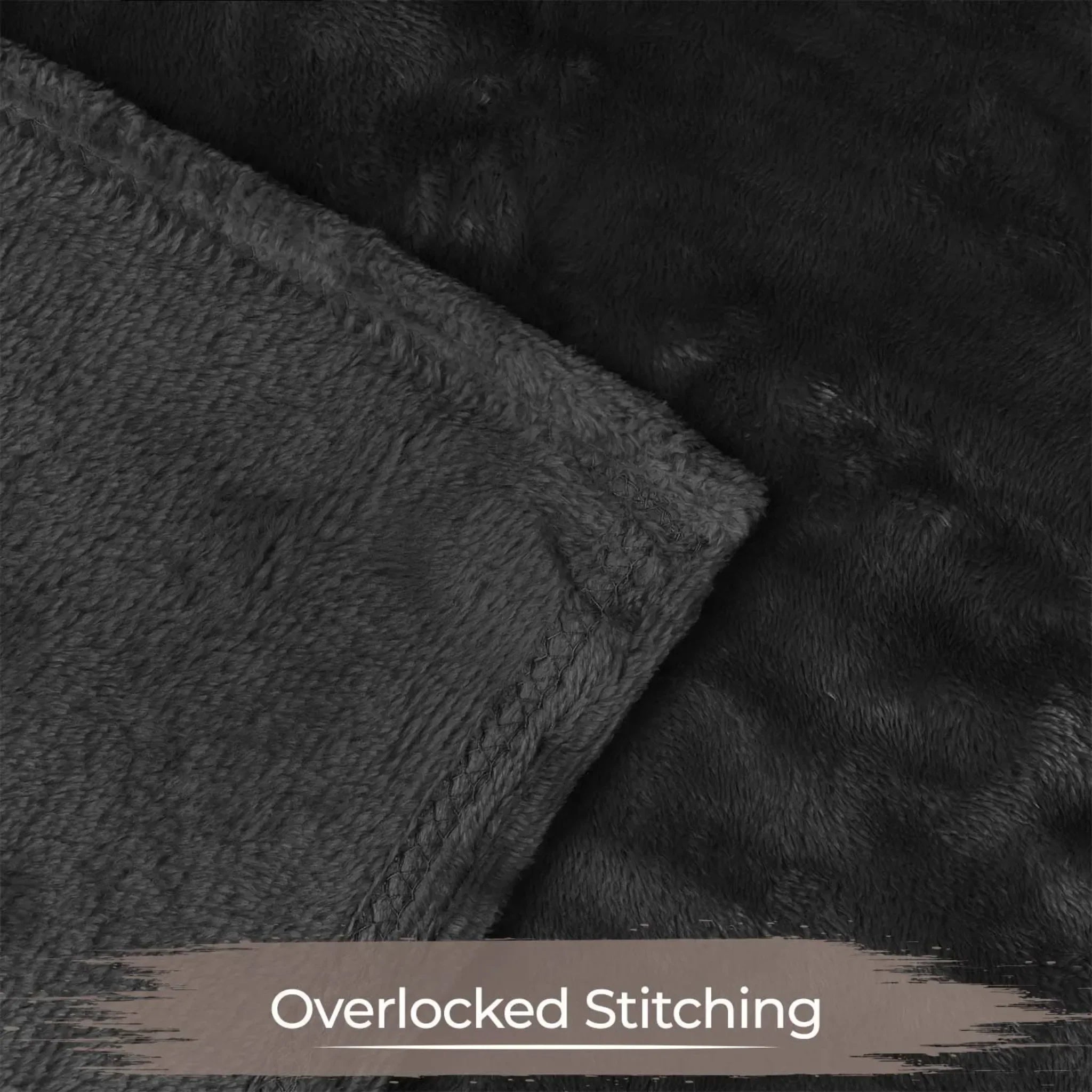 Overlocked Stitching Plush Throw Blanket