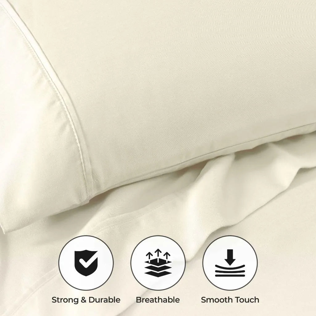 Smooth-stitched Cotton Blend Bed Sheet Set