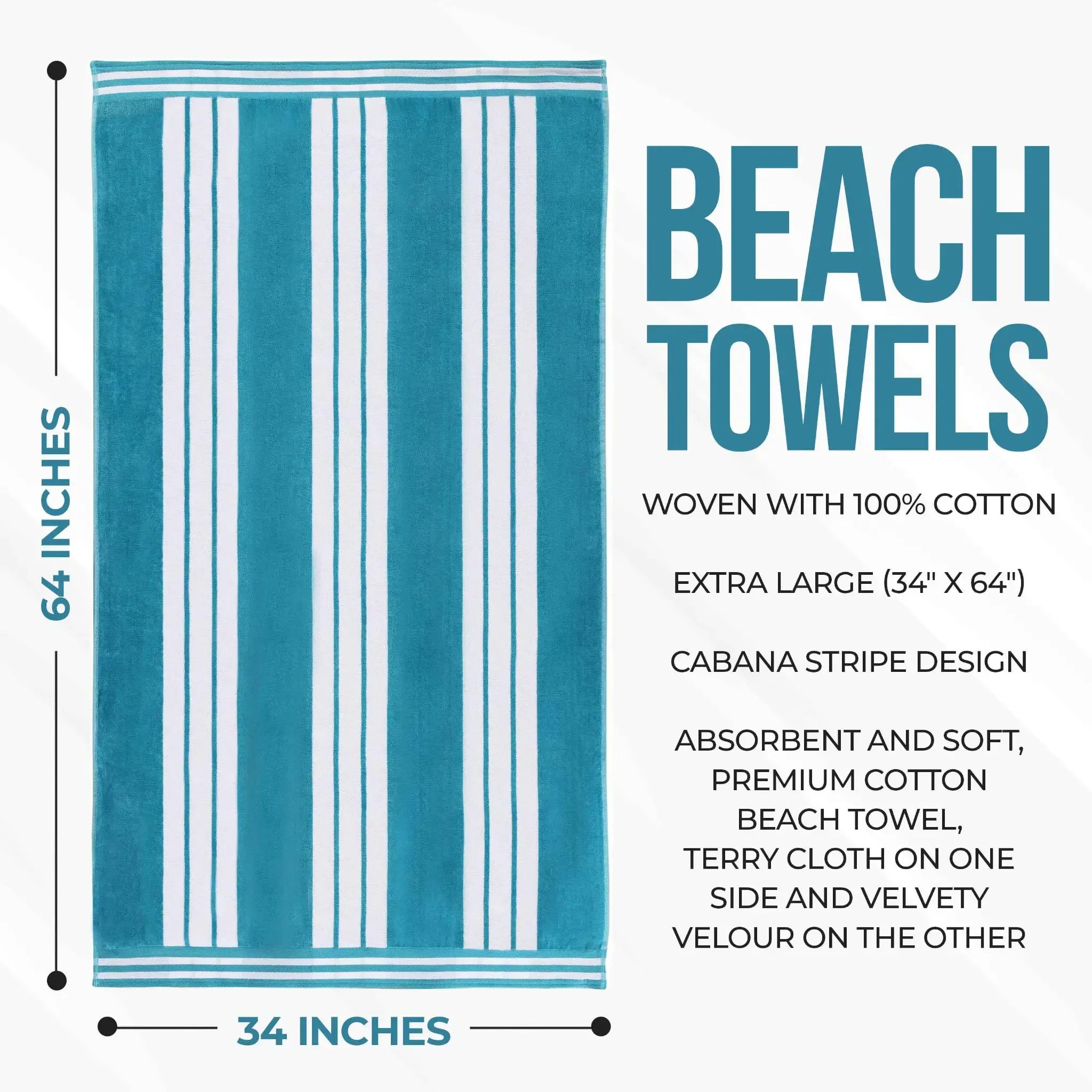 Dual-textured Cabana Stripe Cotton Beach Towel Set