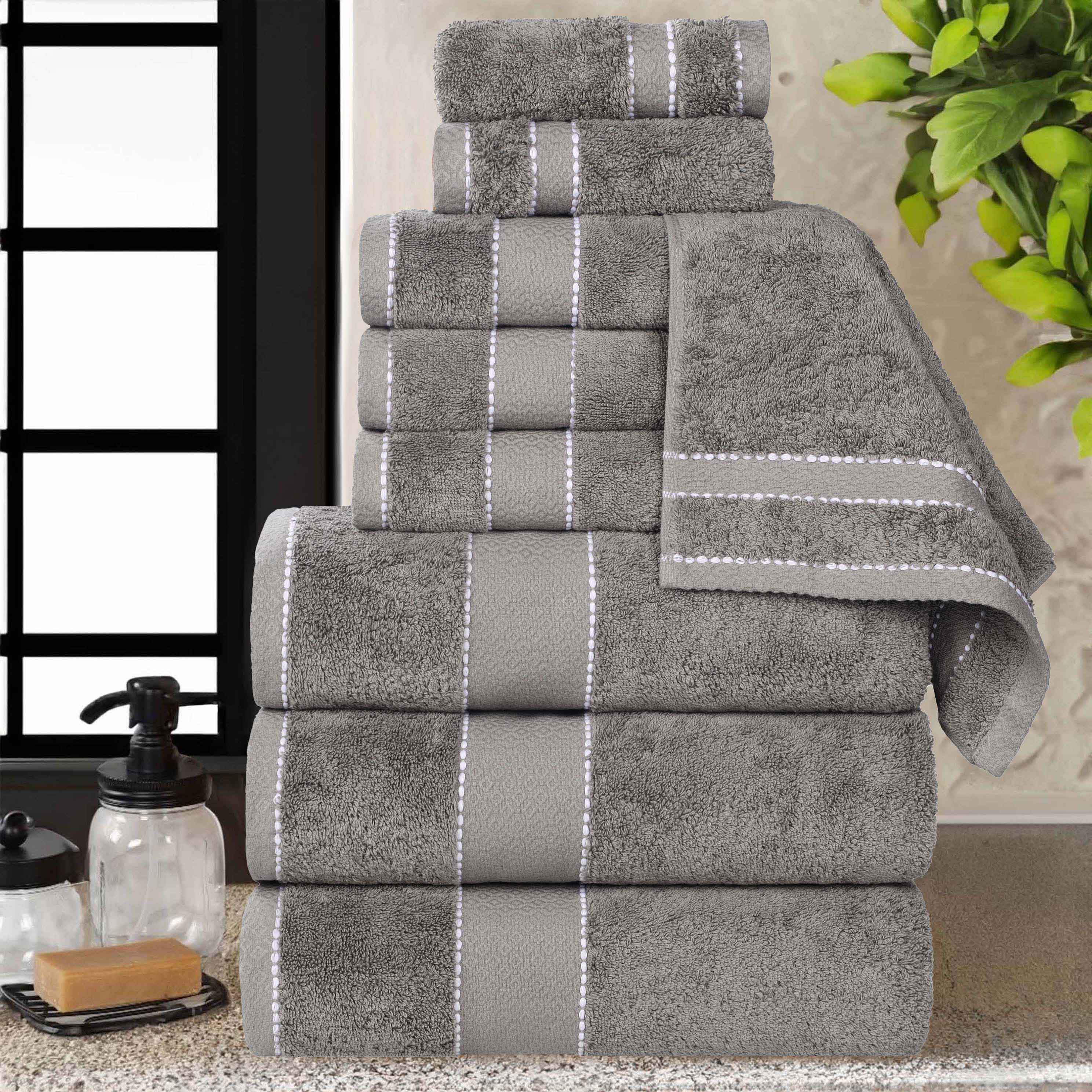 Diamond-patterned Egyptian Giza Cotton Towel Set