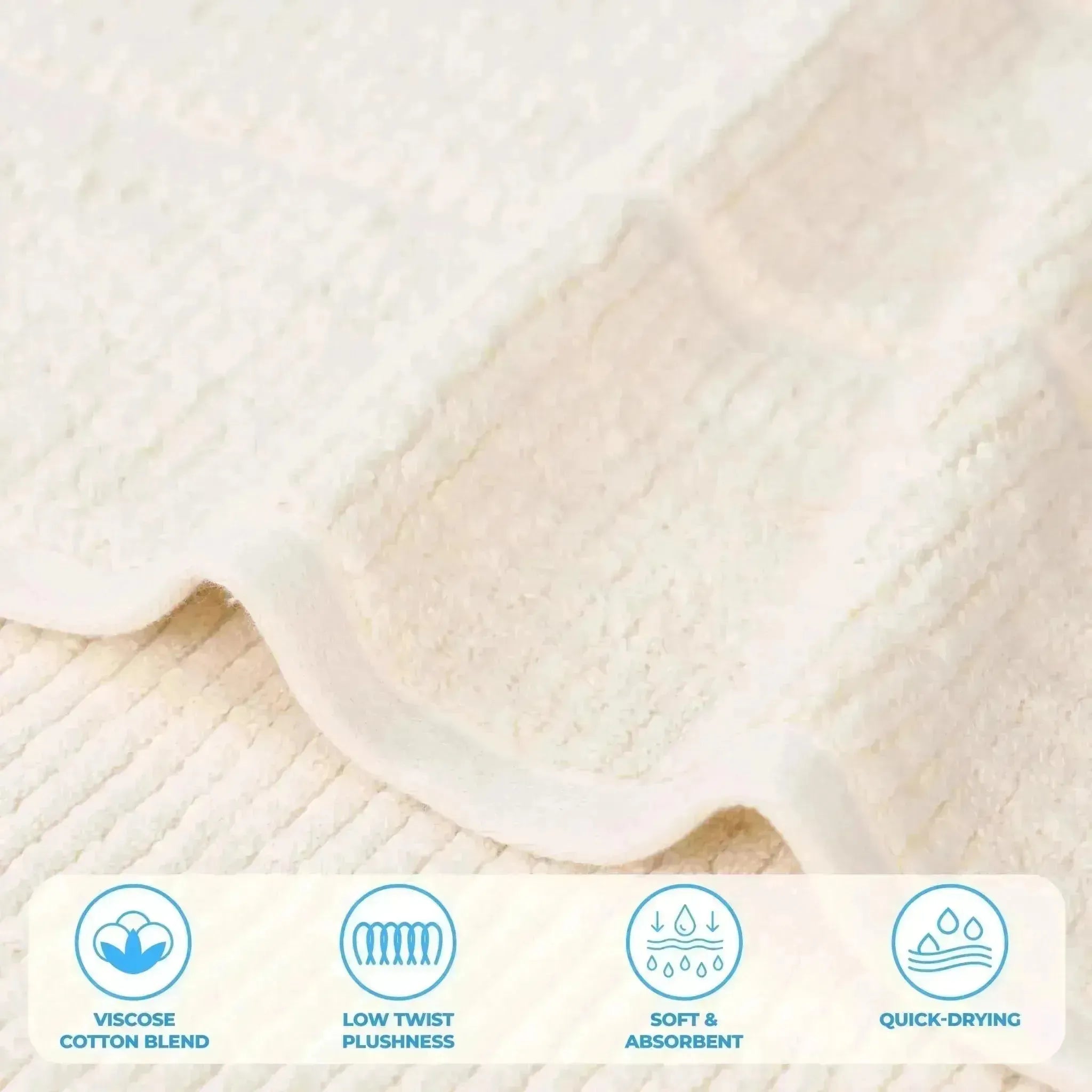 Ribbed-patterned Viscose Cotton Blend Face Towel Set of 12